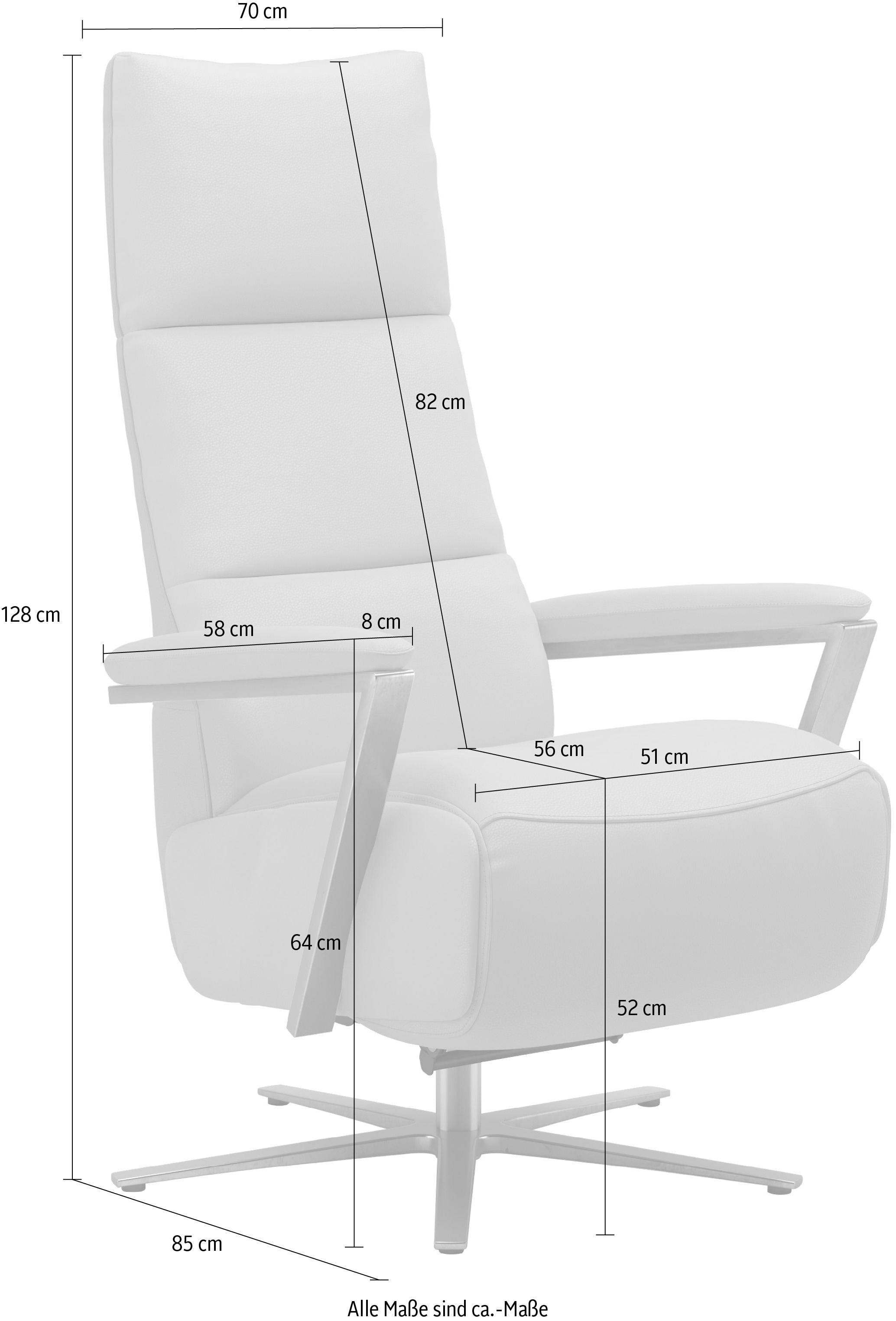 sit&more TV-Sessel »Vario Comfort, inkl. Kopfteilverstellung & 360° Drehfunktion« mit Gasdruck, Höhe der Armlehnen 64cm