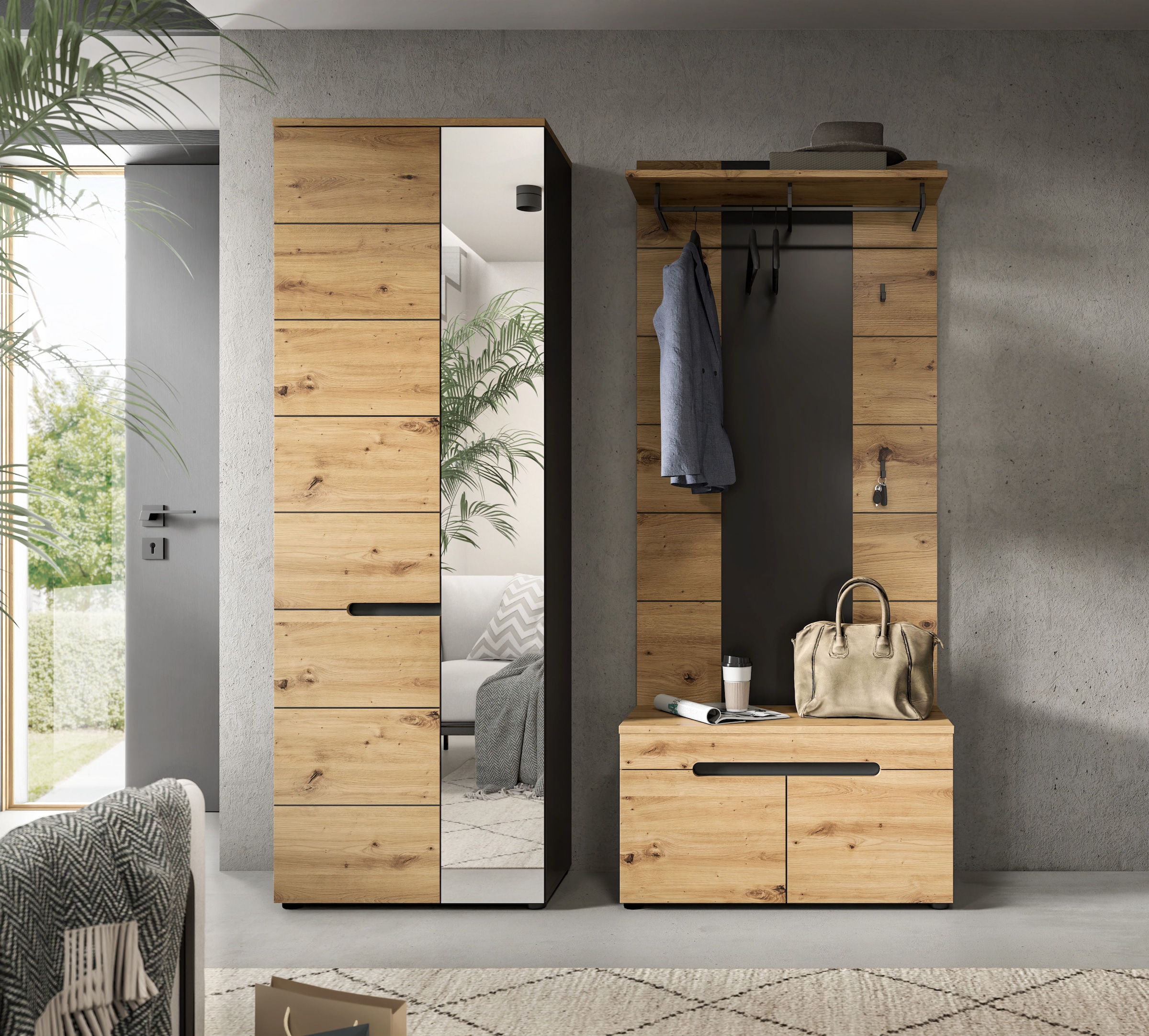 INOSIGN Ensemble de vestiaires »REHAT, TOPSELLER!, 3-teilig, Breite 160 cm, individuell erweiterbar« Set, bestehend aus: Garderobenschrank, Sitzbank und Paneel, 3 cuis tlg.