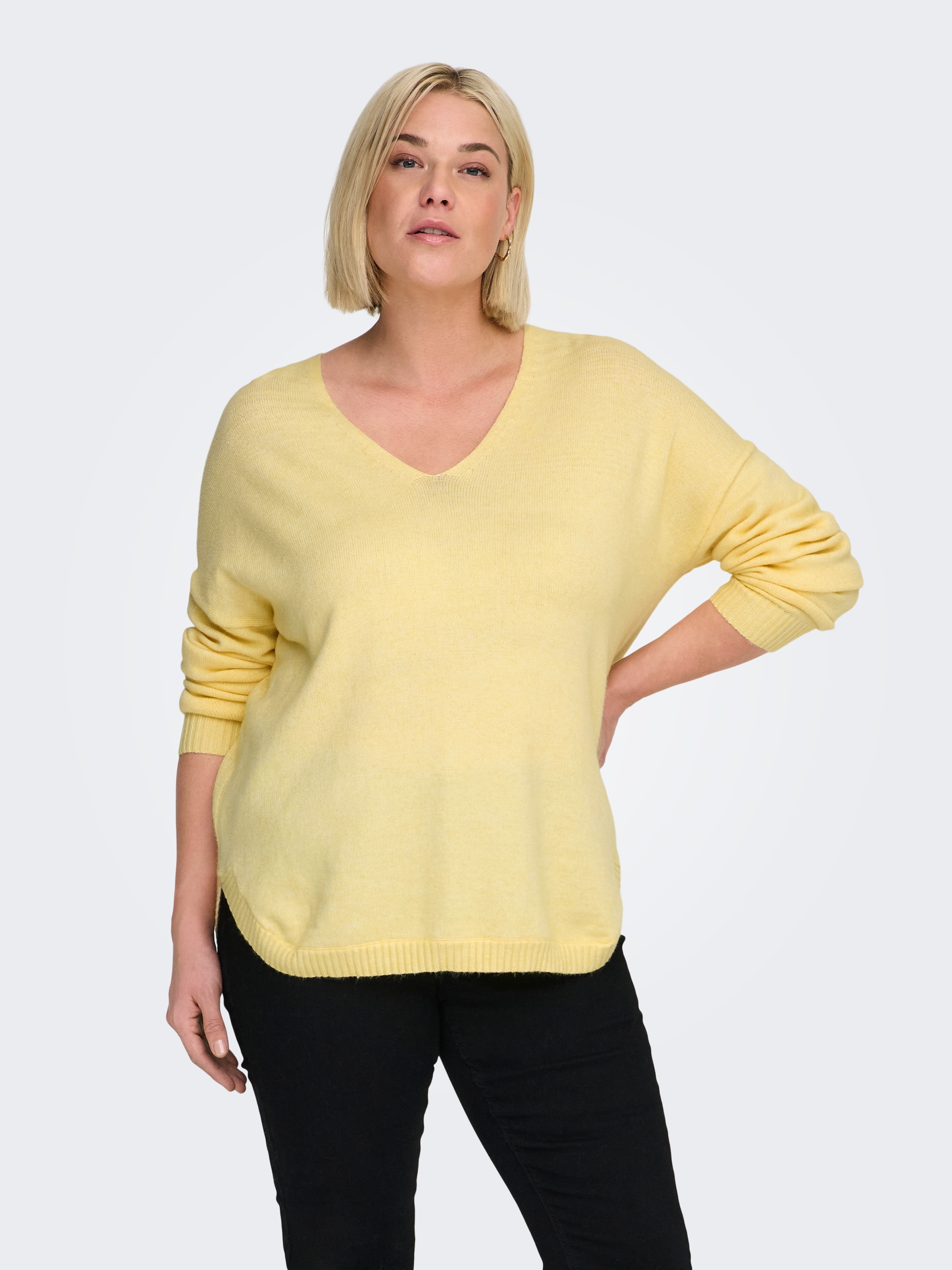 ONLY CARMAKOMA Pull col V »CARMARGARETA LS PULLOVER KNT NOOS« Viskosemischung, regular fit