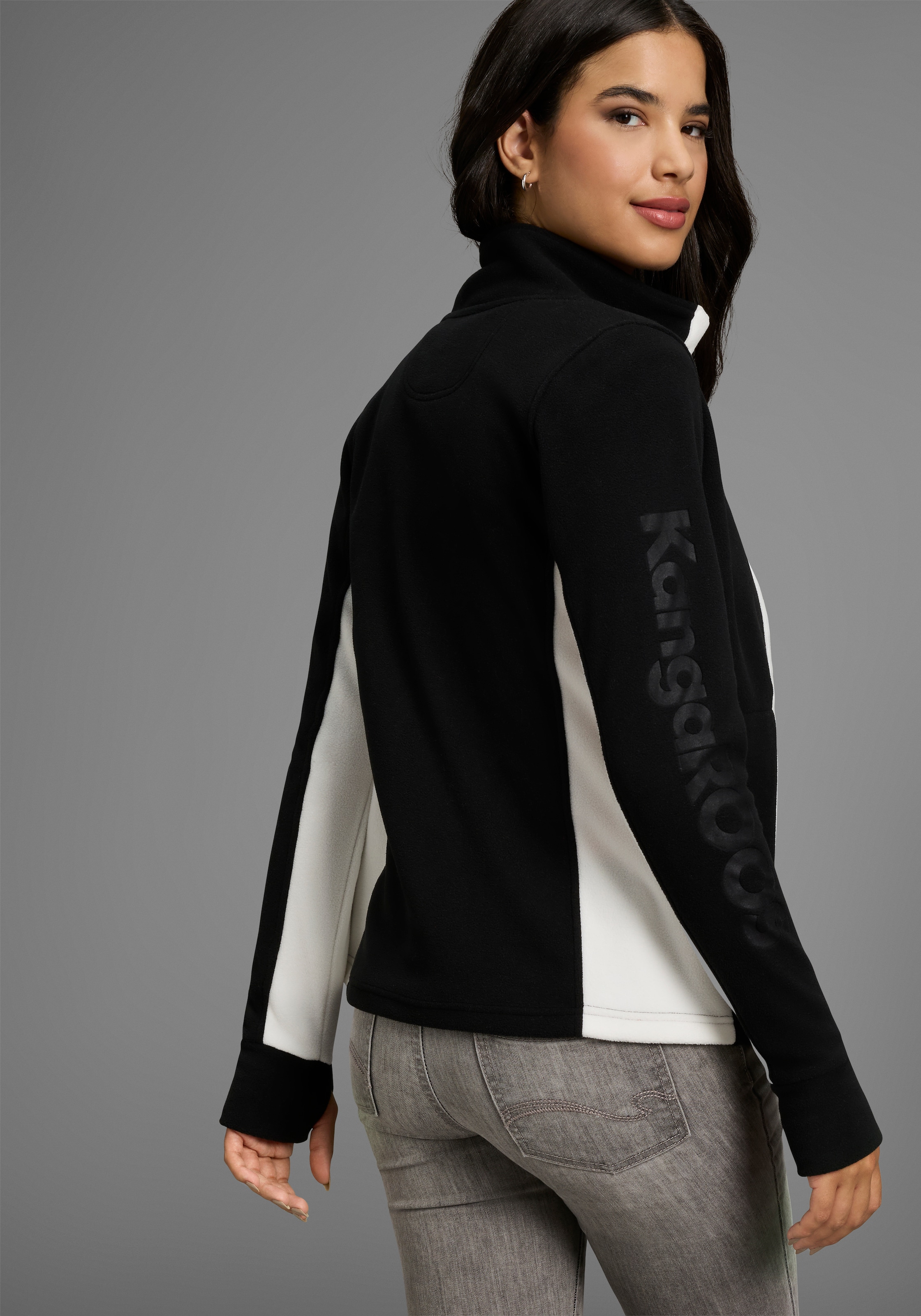 KangaROOS Fleecejacke ohne Kapuze für kalte Tage,  schnelltrocknend,  wärmend,  figurbetonter Schnitt