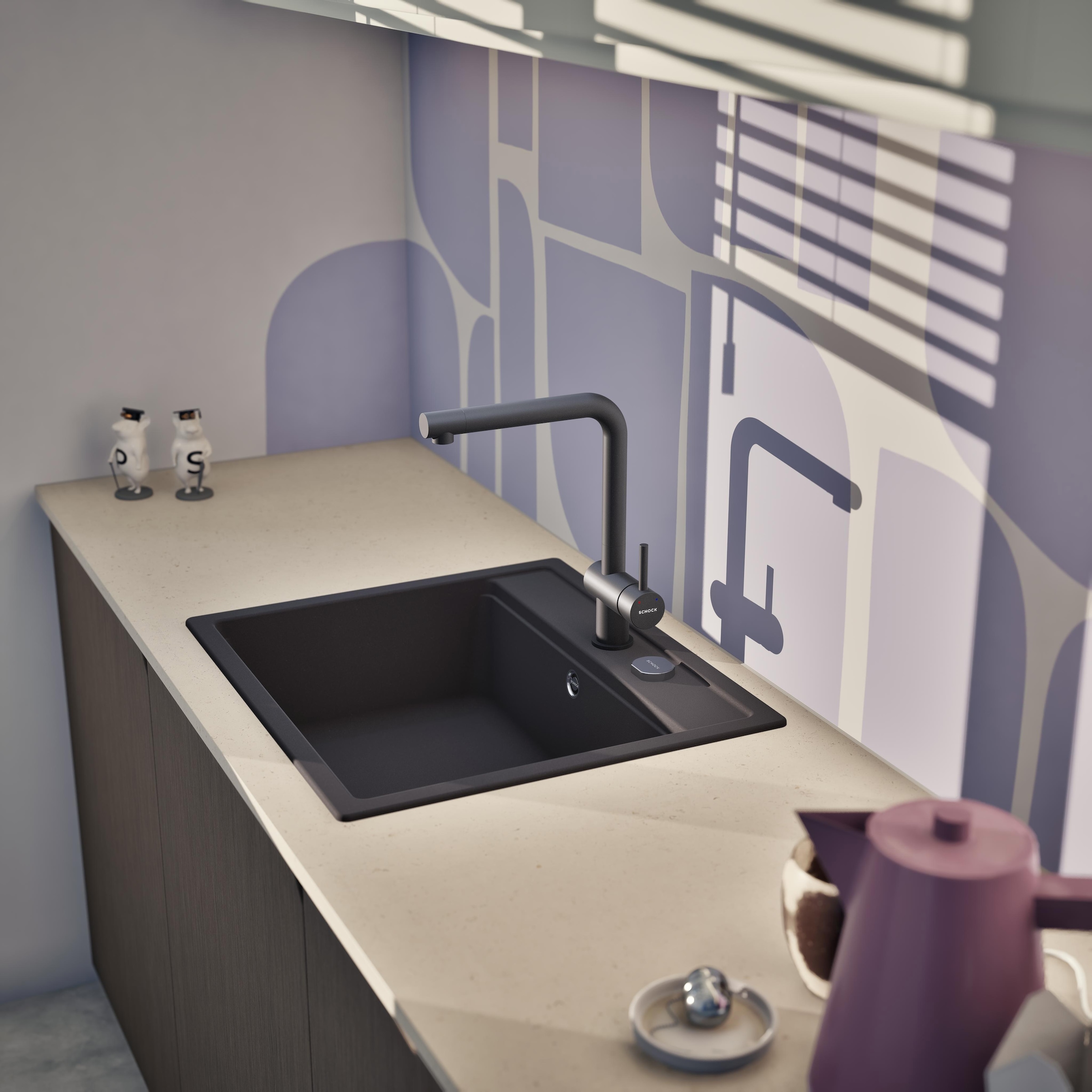 Schock Évier en granit »Nemo N-100 und Armatur Epos« Set, 2 cuis tlg. bestehend aus Spüle und Armatur