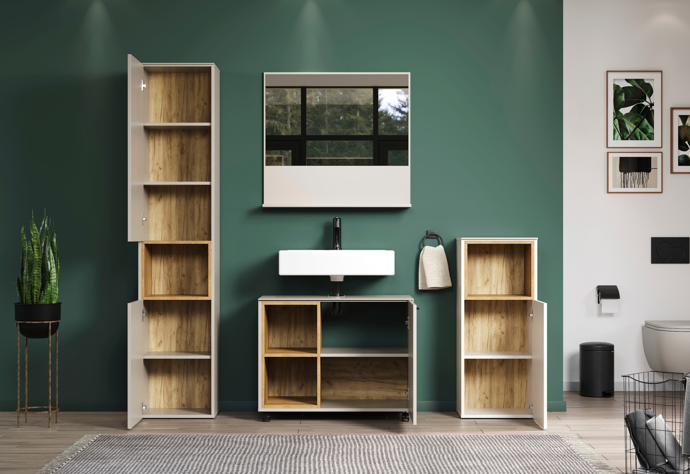welltime Miroir mural »San Pedro« Kompakter Badspiegel mit Ablagefläche – Masse (B/T/H) 80/14/74 cm