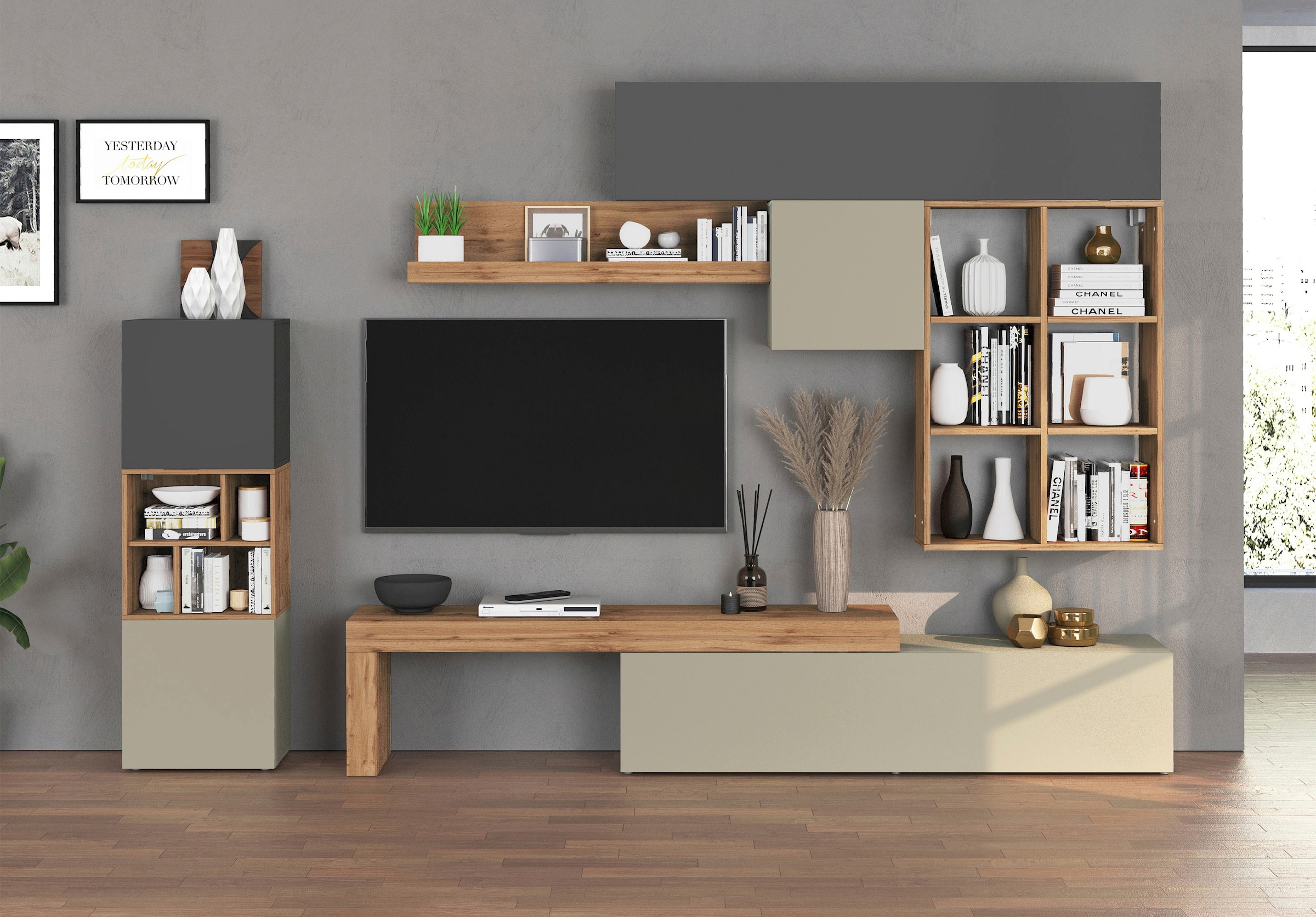 INOSIGN Wohnwand »Chronos Wohnwand, Medienwand, 8-er set« 8 Stk. tlg.