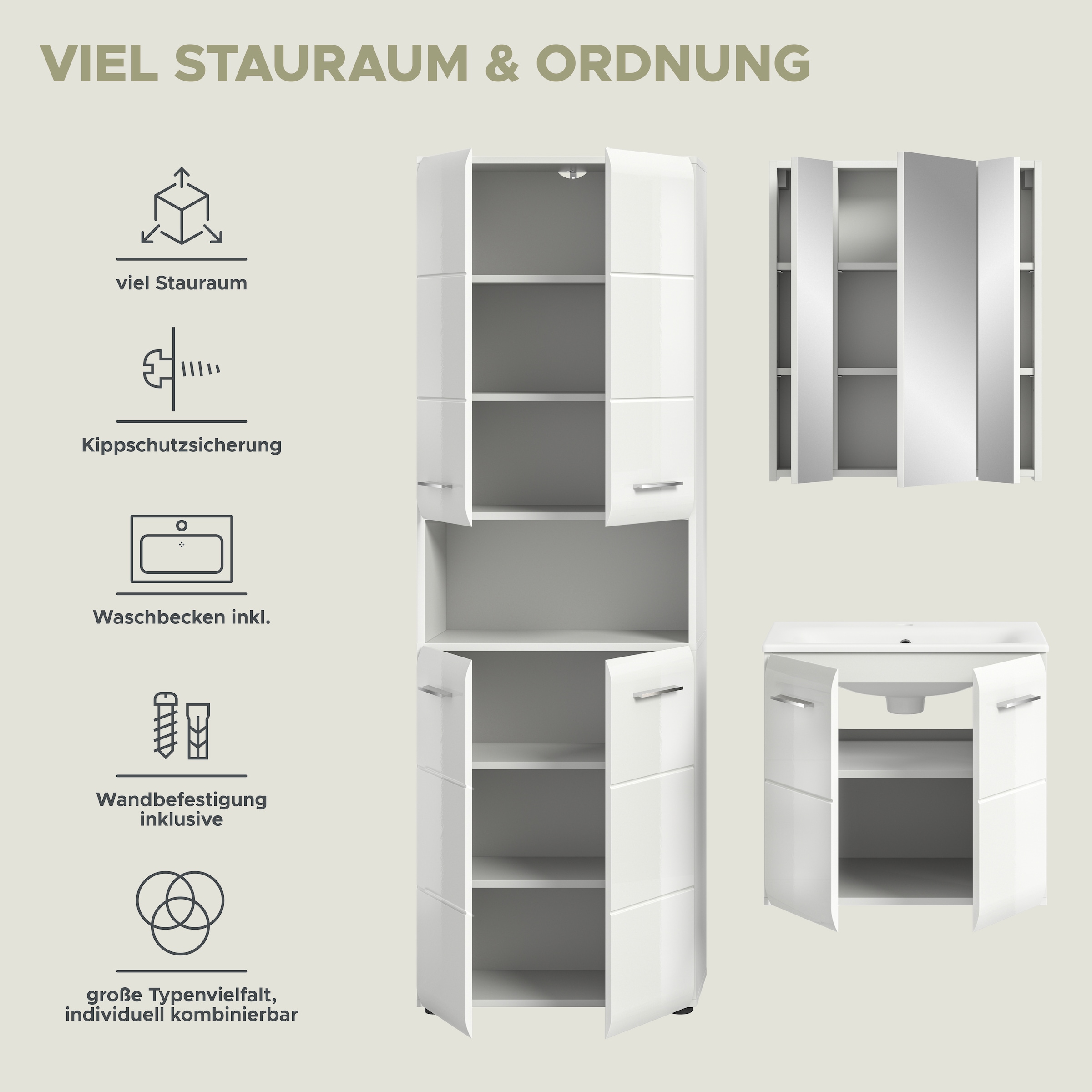 INOSIGN Badezimmer-Set Set, 4 Stk. tlg.