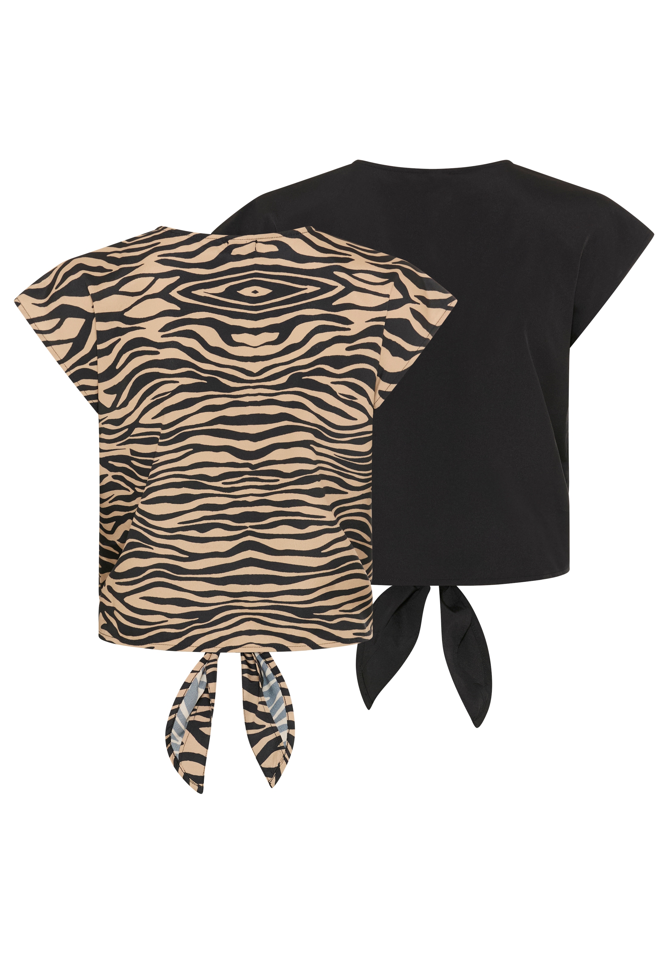Laura Scott Blouse à manches courtes femininer Stil, mit Knöpfen, aus Polyester, bedruckt