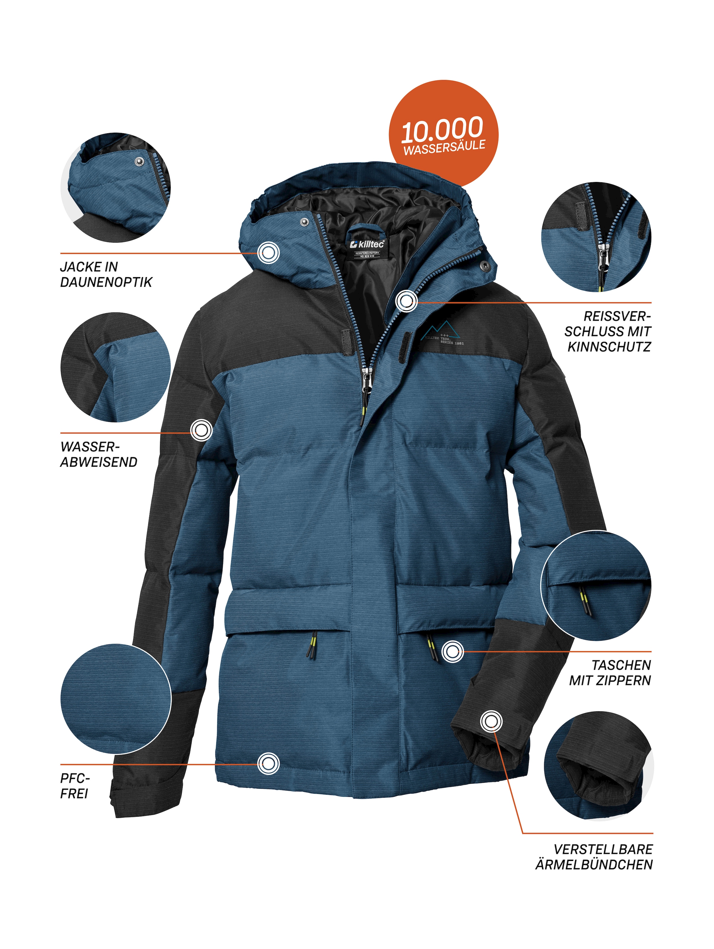 Killtec Veste matelassée »KOW 156 BYS QLTD JCKT« Wasserabweisende, atmungsaktive Steppjacke mit Colourblock-Design