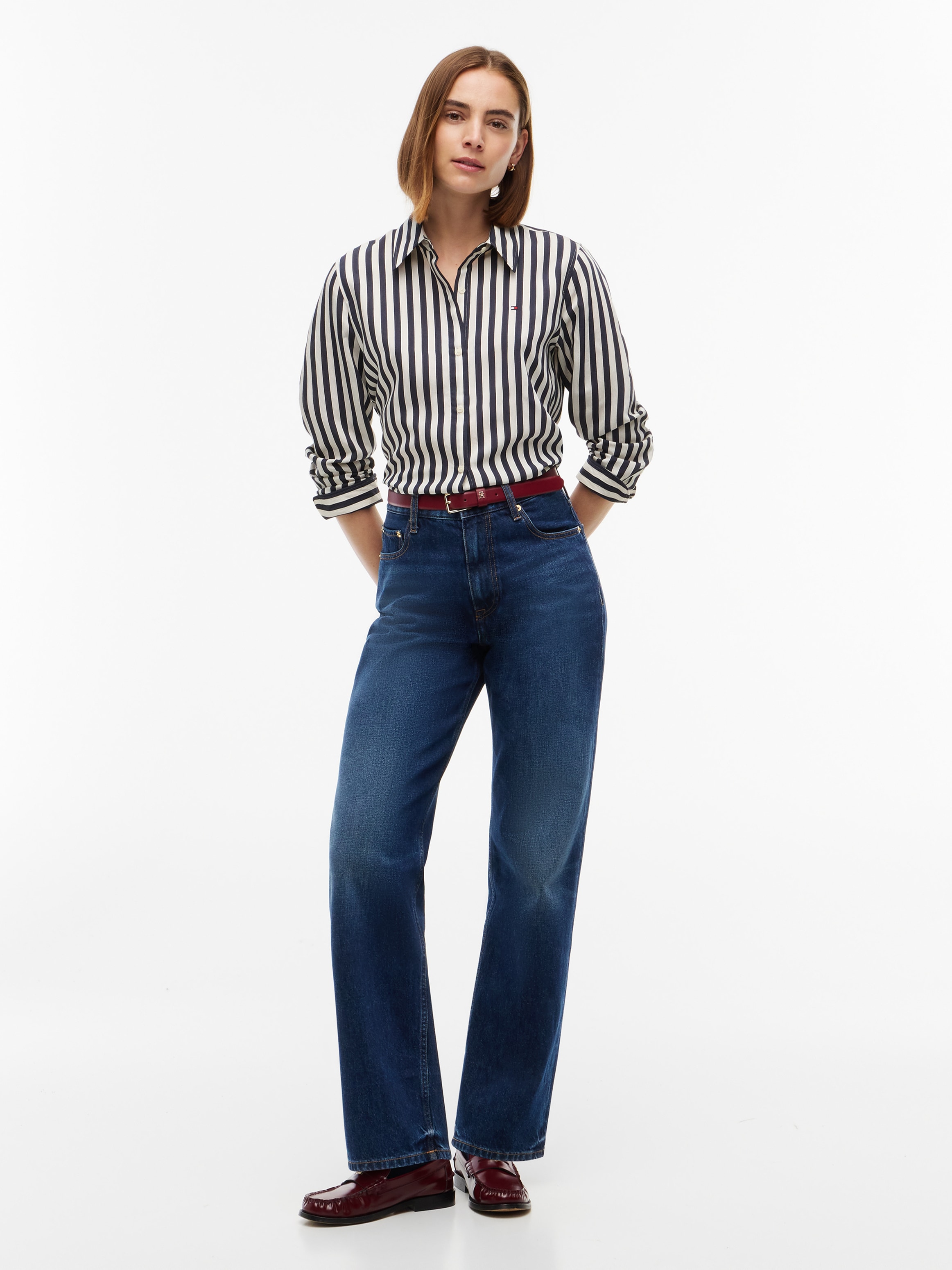 Tommy Hilfiger Blouse à manches longues »FLUID REGULAR STP SHIRT« mélange viscose, coupe régulière