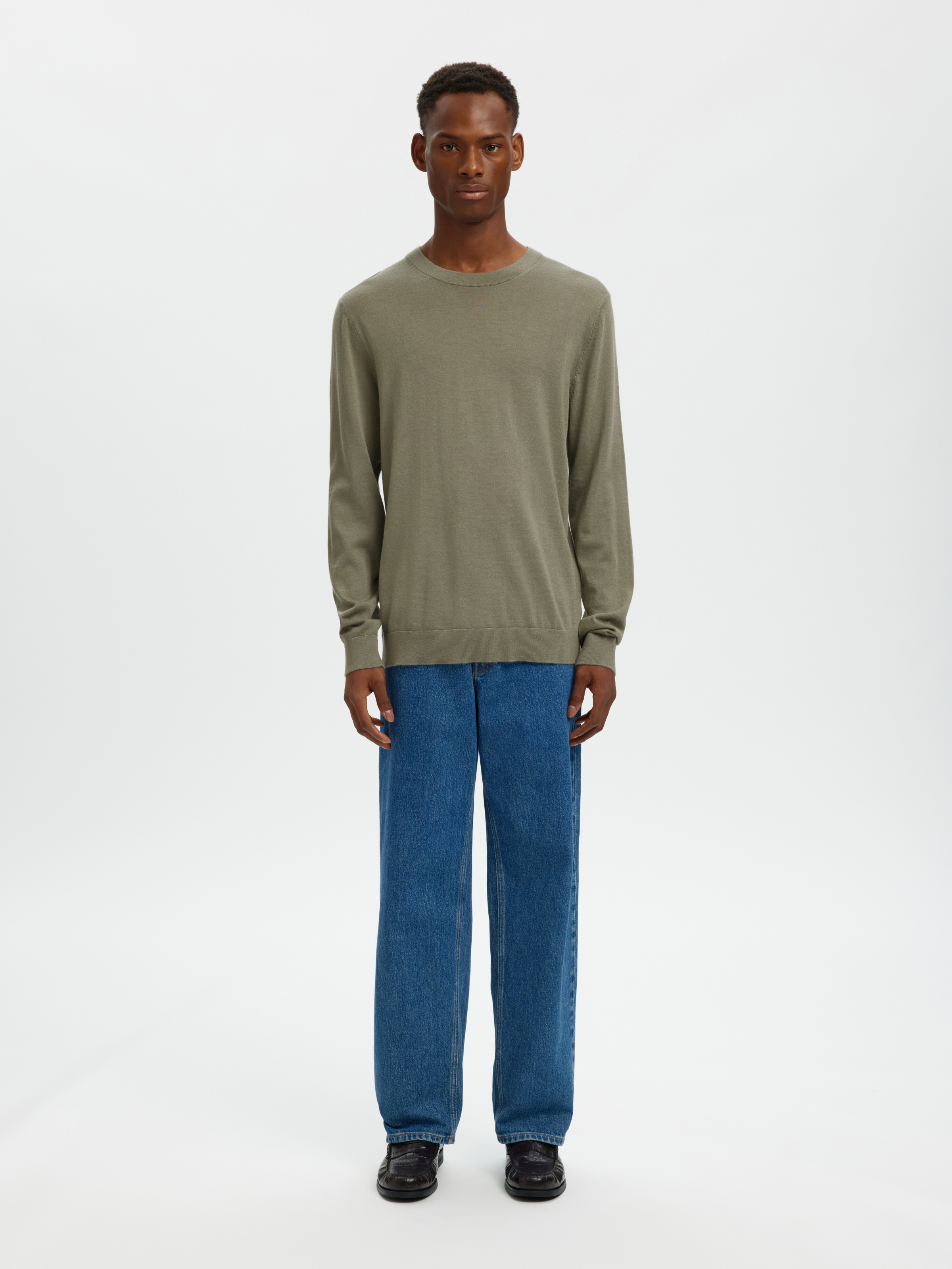 SELECTED Strickpullover »SLHTRAY LS KNIT MERINO CREW NECK NOOS« Wolle, regular fit