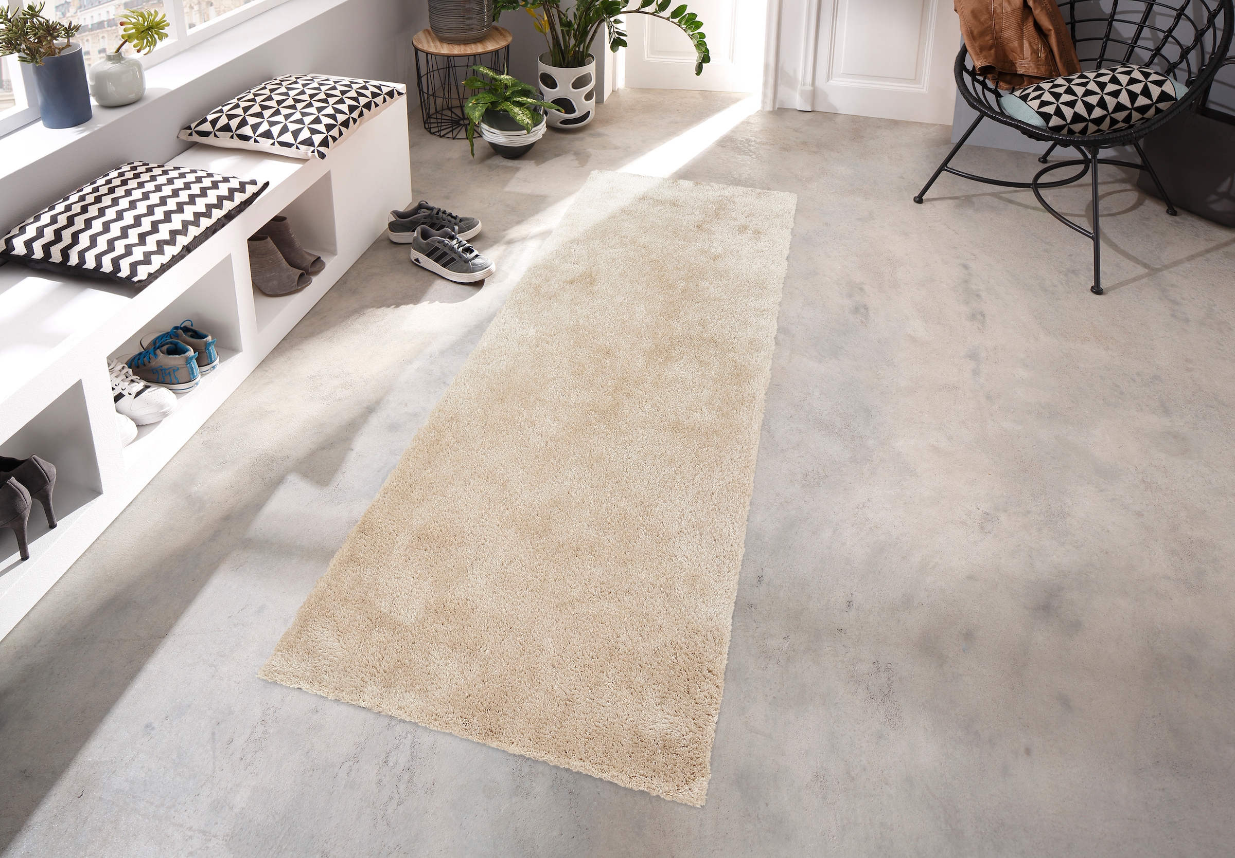 Bruno Banani Tapis de sol à poils longs »Dana Teppich, Kundenliebling« Rectangulaire 30 mm Höhe Brücke, uni, weich, Mikrofaser, Diele, Flur, Wohnzimmer, Schlafzimmer