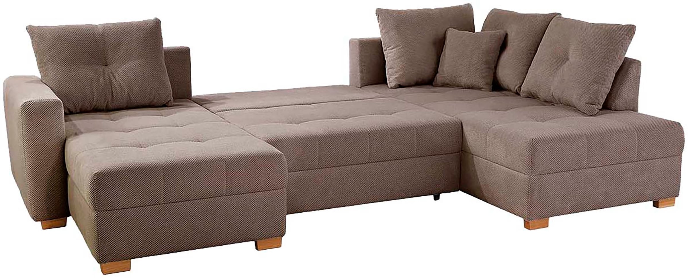 Jockenhöfer Gruppe Wohnlandschaft »Abby U-Form, B: 313 cm, inkl. Schlaffunktion« inkl Bettkasten,  grosse Liegefläche 273x147cm, Massivholz Füsse