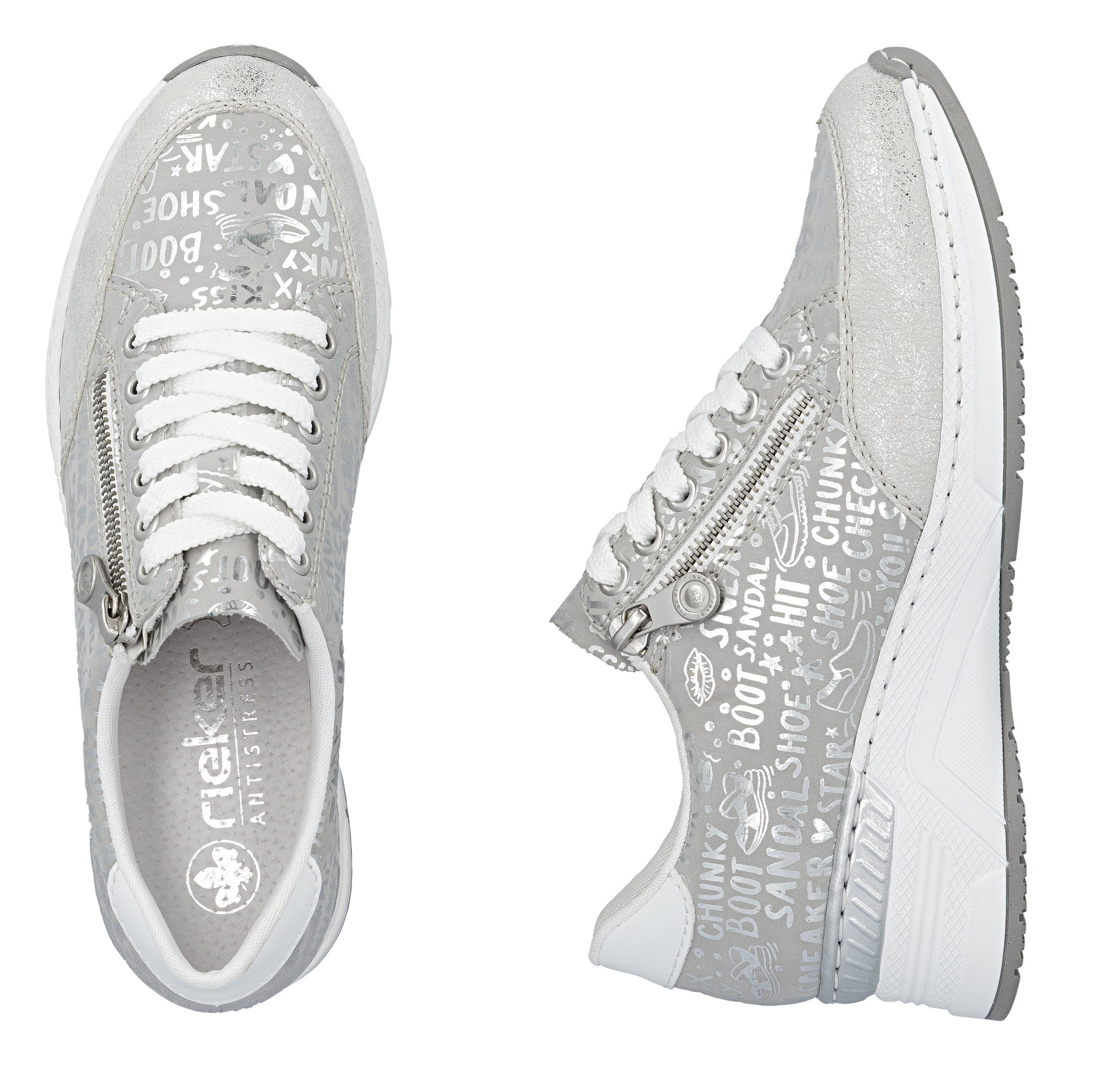 Rieker Sneakers  mit Lettern bedruckt, Freizeitschuh, Halbschuh, Schnürschuh