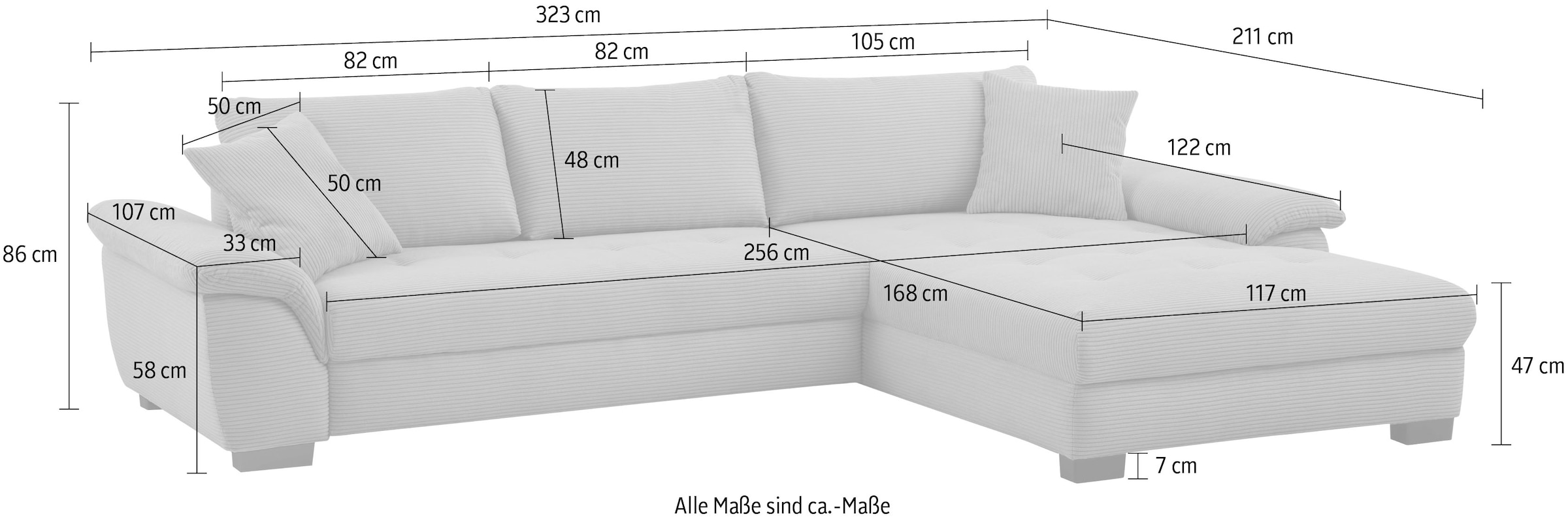 Mr. Couch Canapé d'angle »Dario, L-Form, mit Bett und Bettkasten« mit Kaltschaum
