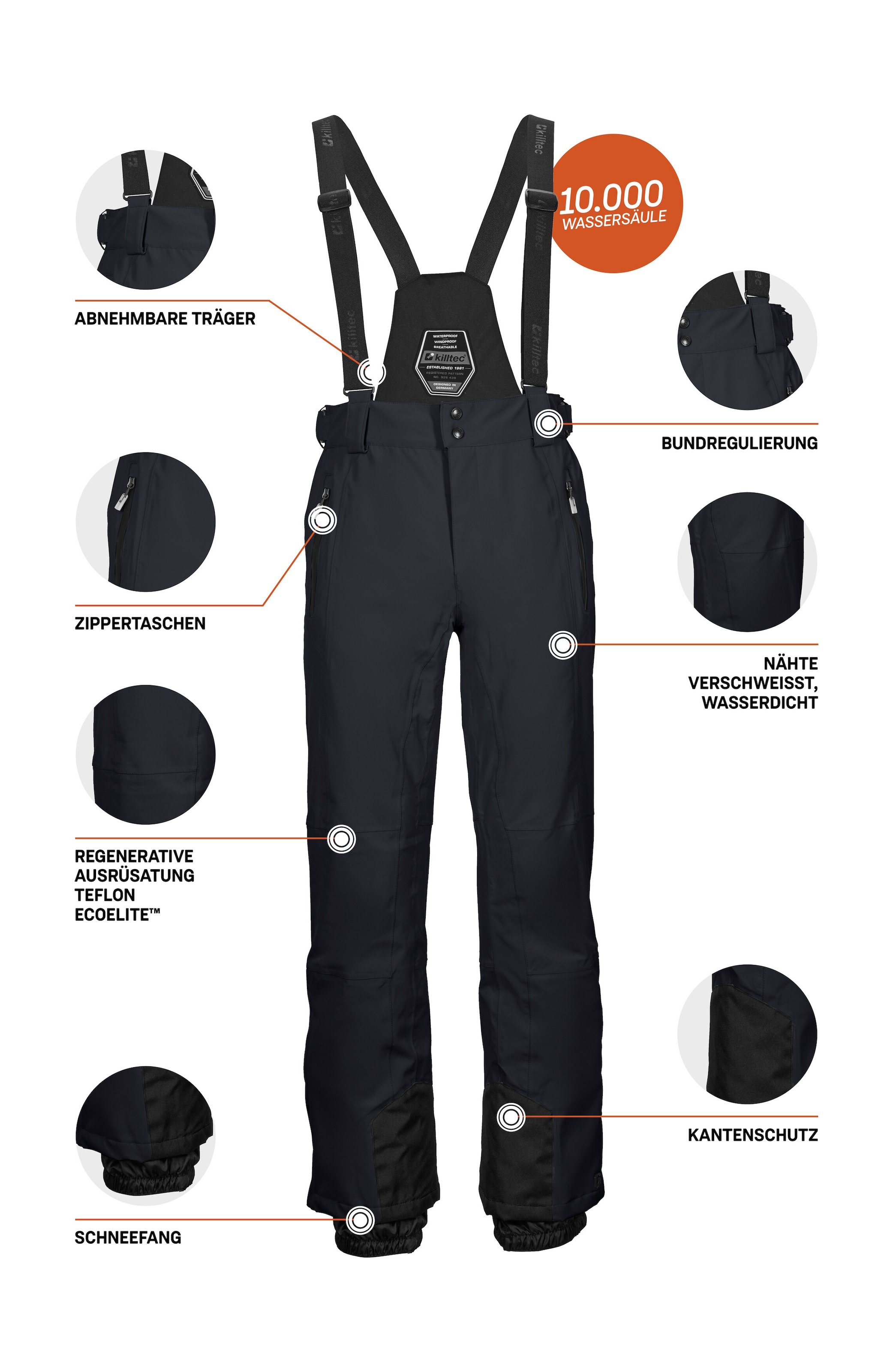 Killtec Pantalon de ski »Enosh«  Wasser- und winddicht, atmungsaktiv, verstellbare Taille, Kantenschutz