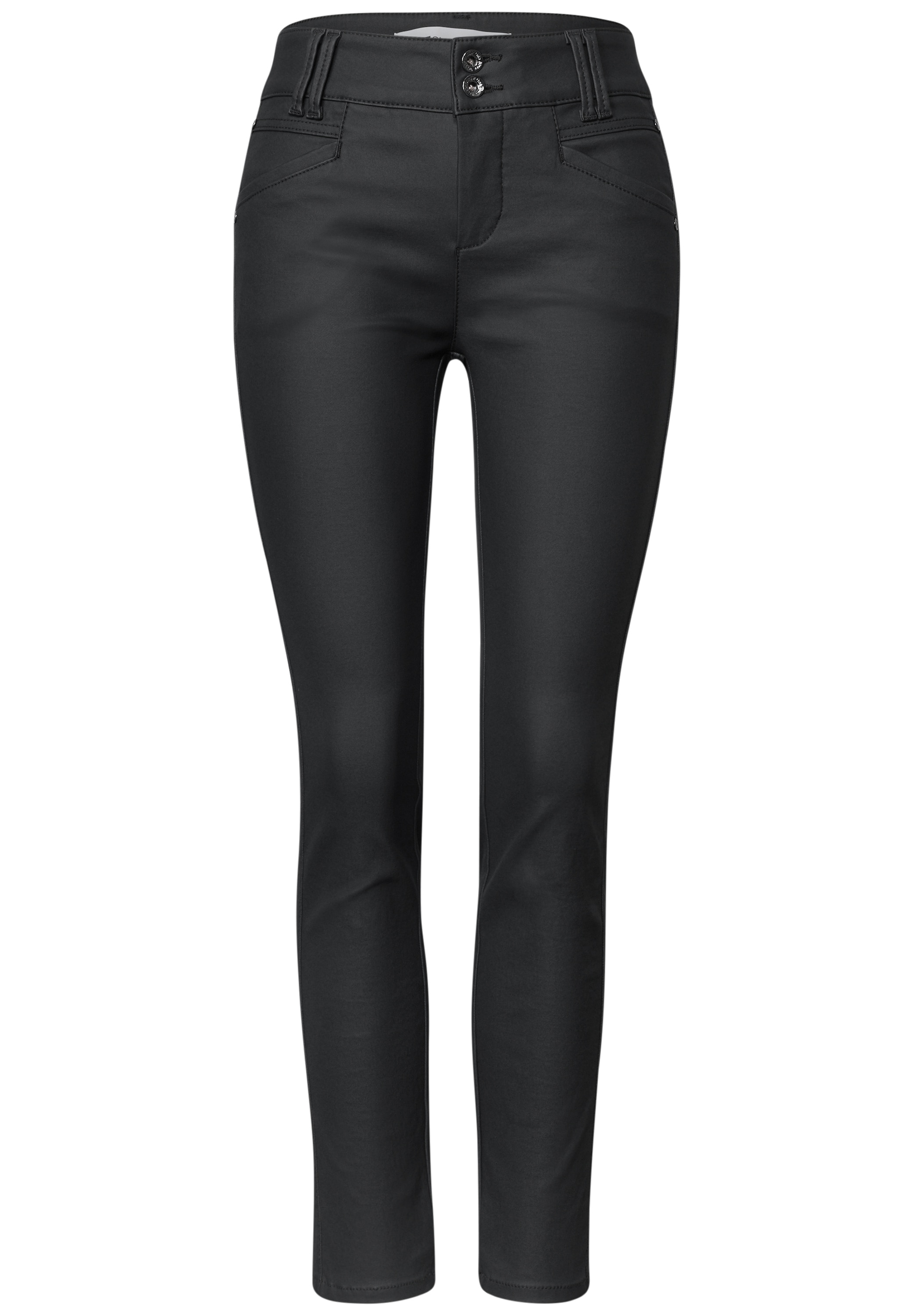 STREET ONE Pantalon imitation cuir »Style York«  pantalon taille mi-haute slim fit aspect cuir