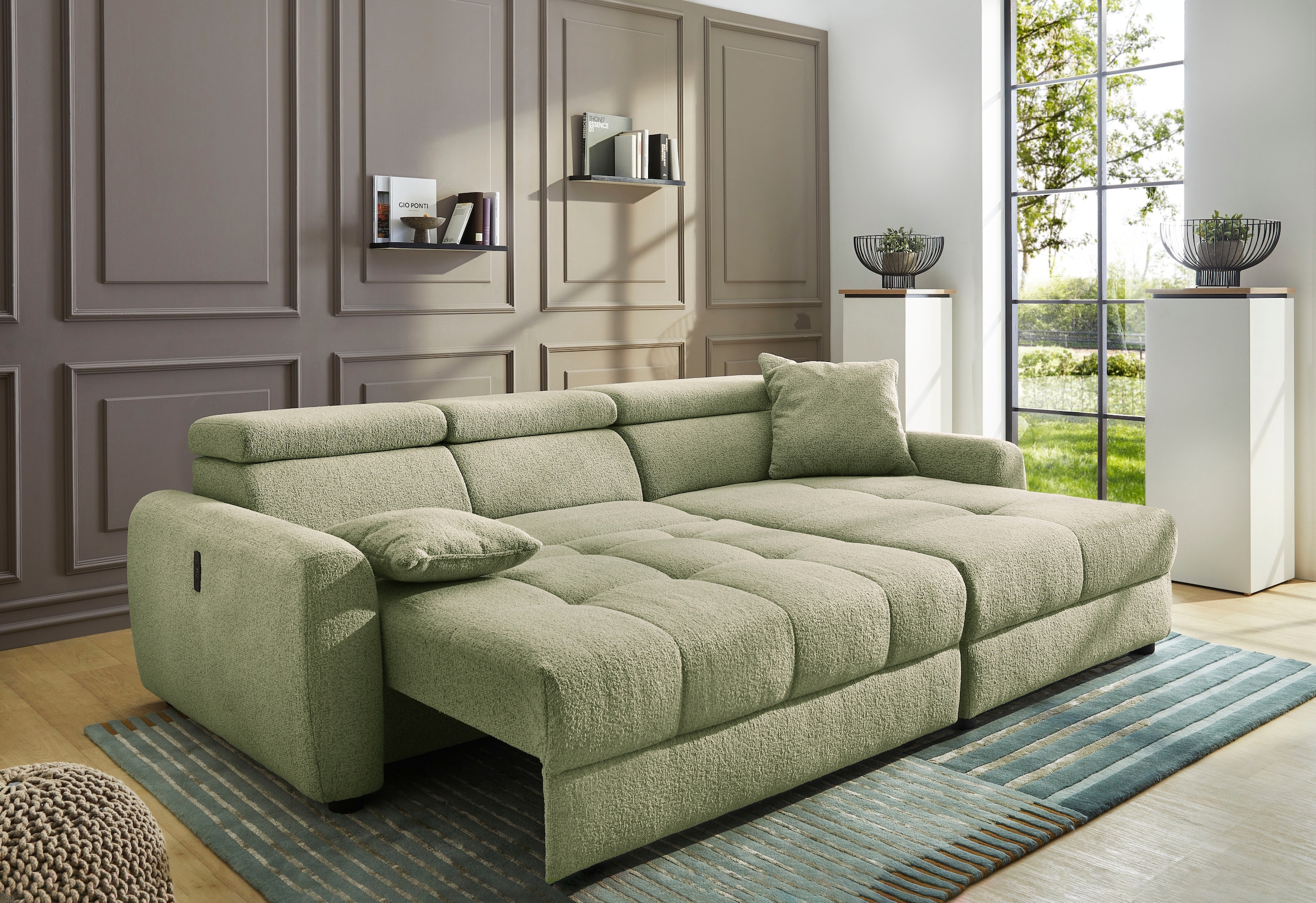 Jockenhöfer Gruppe Canapé d'angle »Move, L-Form, B: 270cm, mit 60 cm elektrischer Sitztiefenverstellung« capacité de charge 140kg par siège, réglage de l'appuie-tête & prise USB