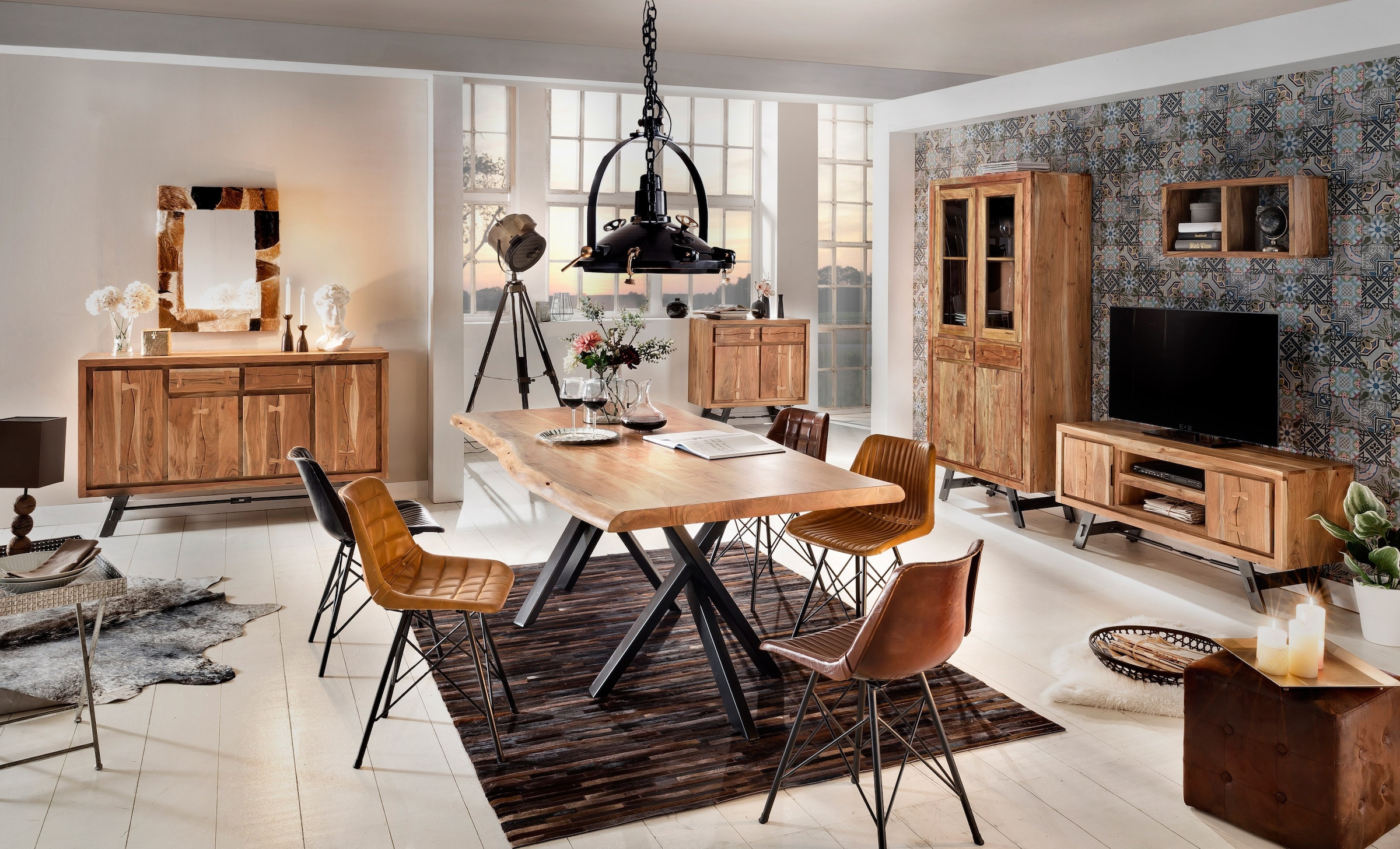 SIT Plateau de table »Manavgat aus massiver Akazie mit natürlicher Baumkante« 1 cuis tlg. Plateau en bois d'acacia de 56 mm d'épaisseur avec chant naturel comme sur l'arbre