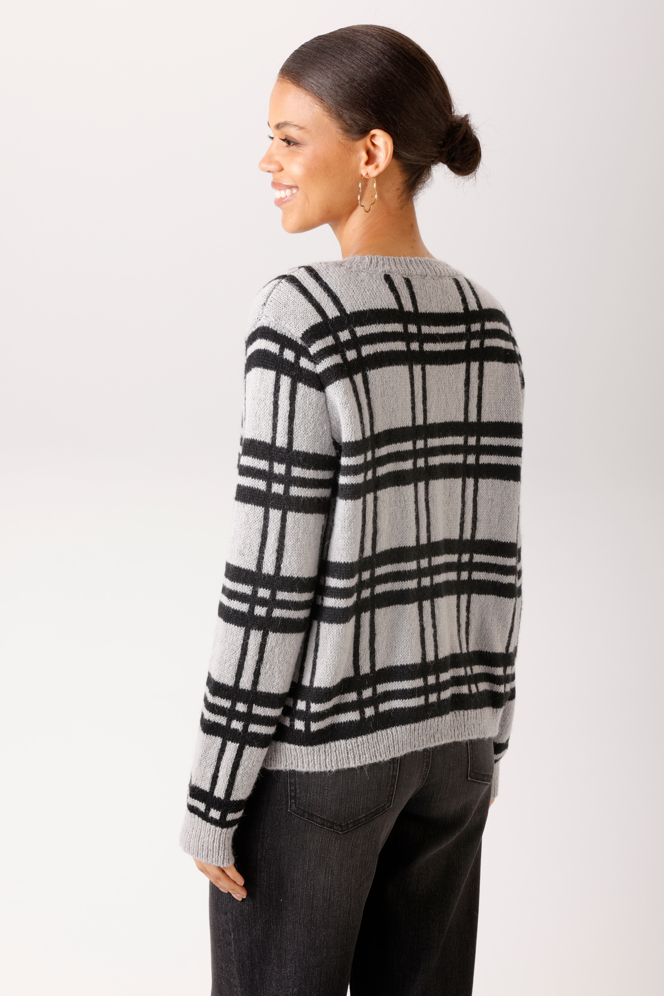 Aniston CASUAL Pull en tricot à carreaux sportifs - NOUVELLE COLLECTION