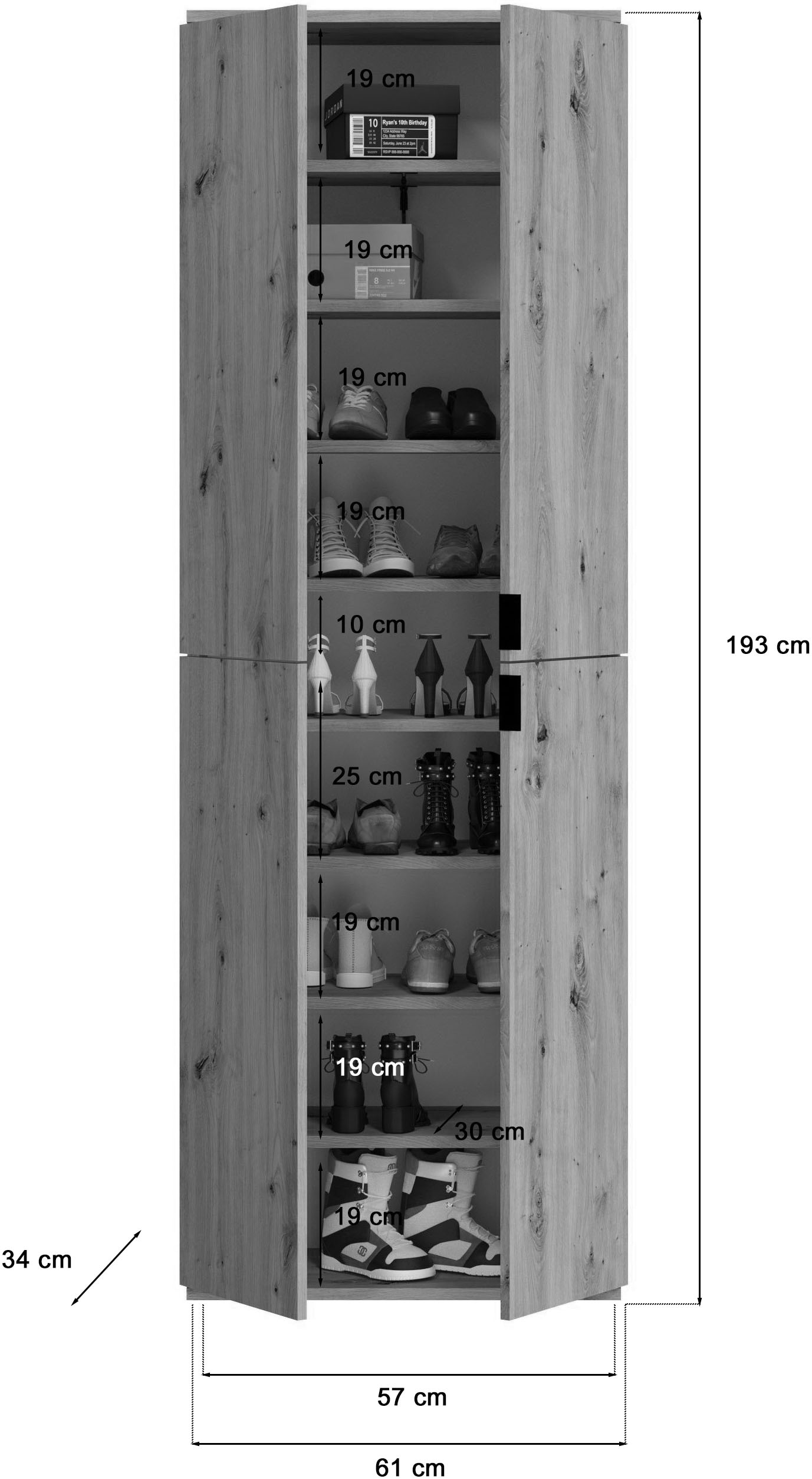 Home affaire Garderoben-Set »Trondheim, Breite 183 cm, best. aus 3 Schränken, 12 Türen, 27 Fächer« Set, 3 Stk. tlg.