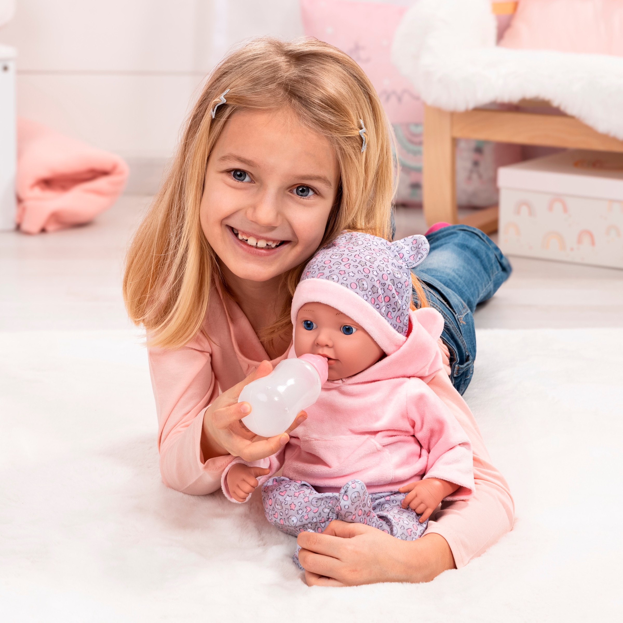 Bayer Poupée bébé »Reborn Baby, 38 cm Bärenmuster«