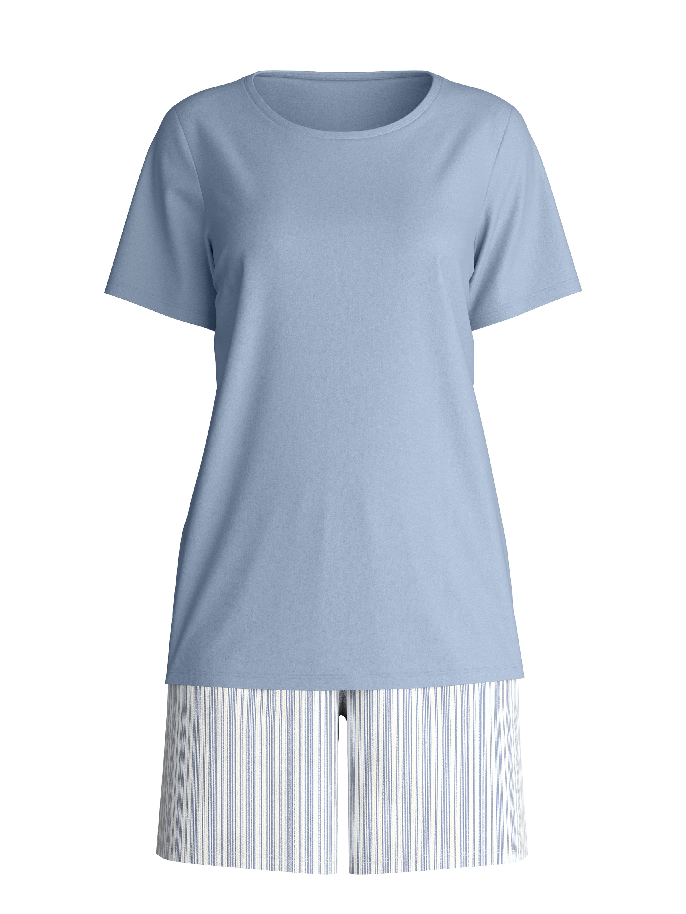 CALIDA Shorty »Striped Dreams« 2 weich, Pure Cotton, Kurzarm, Rundhals, Interlock-Qualität