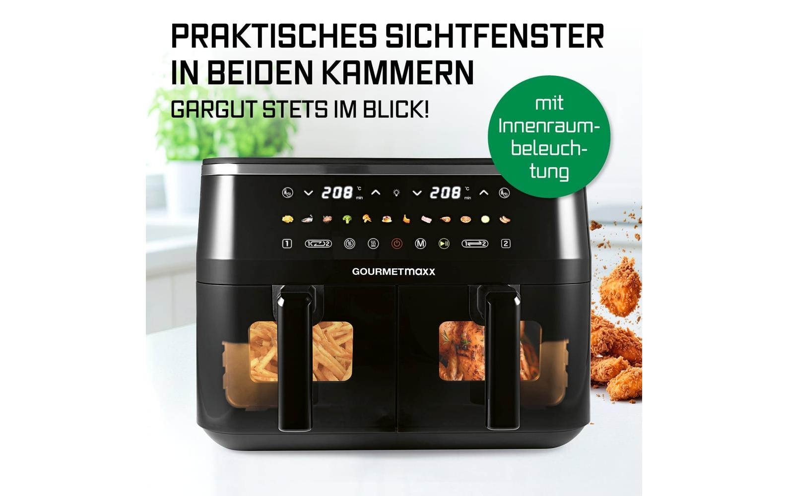 GOURMETmaxx Heissluftfritteuse »mit Doppelkorb, 9 l« 3100 W