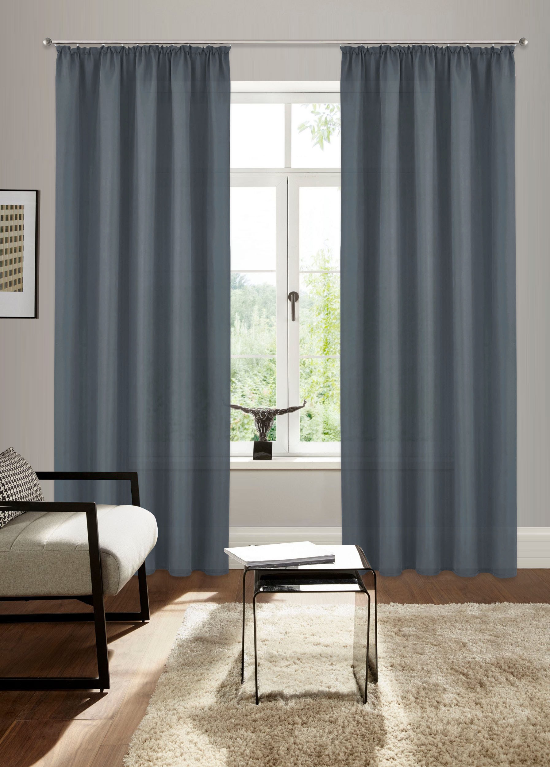 Bruno Banani Vorhang »Lagan« Kräuselband 2 Stk. tlg. 2-er Set, gewebt, Microfaser, versch. Grössen, einfarbig, Bestseller