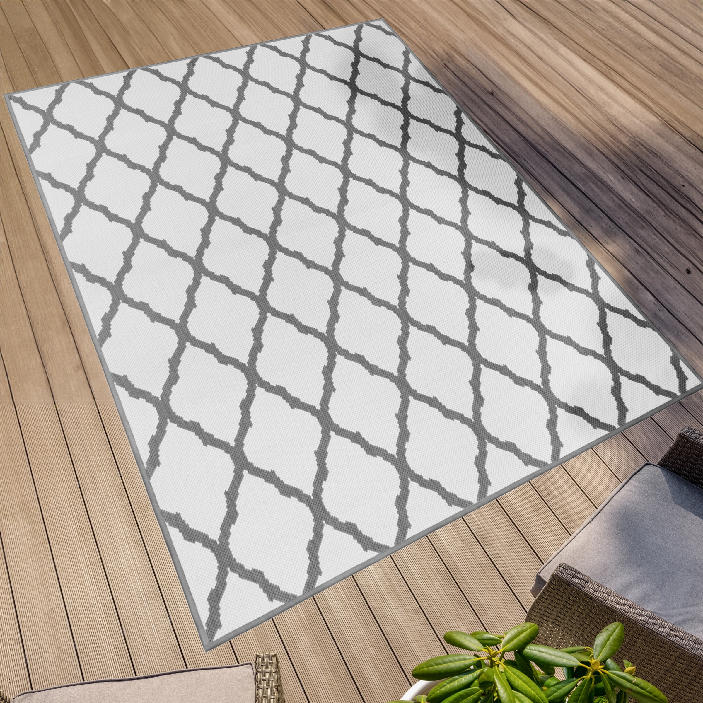 Primaflor-Ideen in Textil Tapis »Outdoorteppich REVERSO - Round Rhombus« Rectangulaire 5 mm Höhe tapis réversible, motif losanges, adapté intérieur et extérieur, étanche