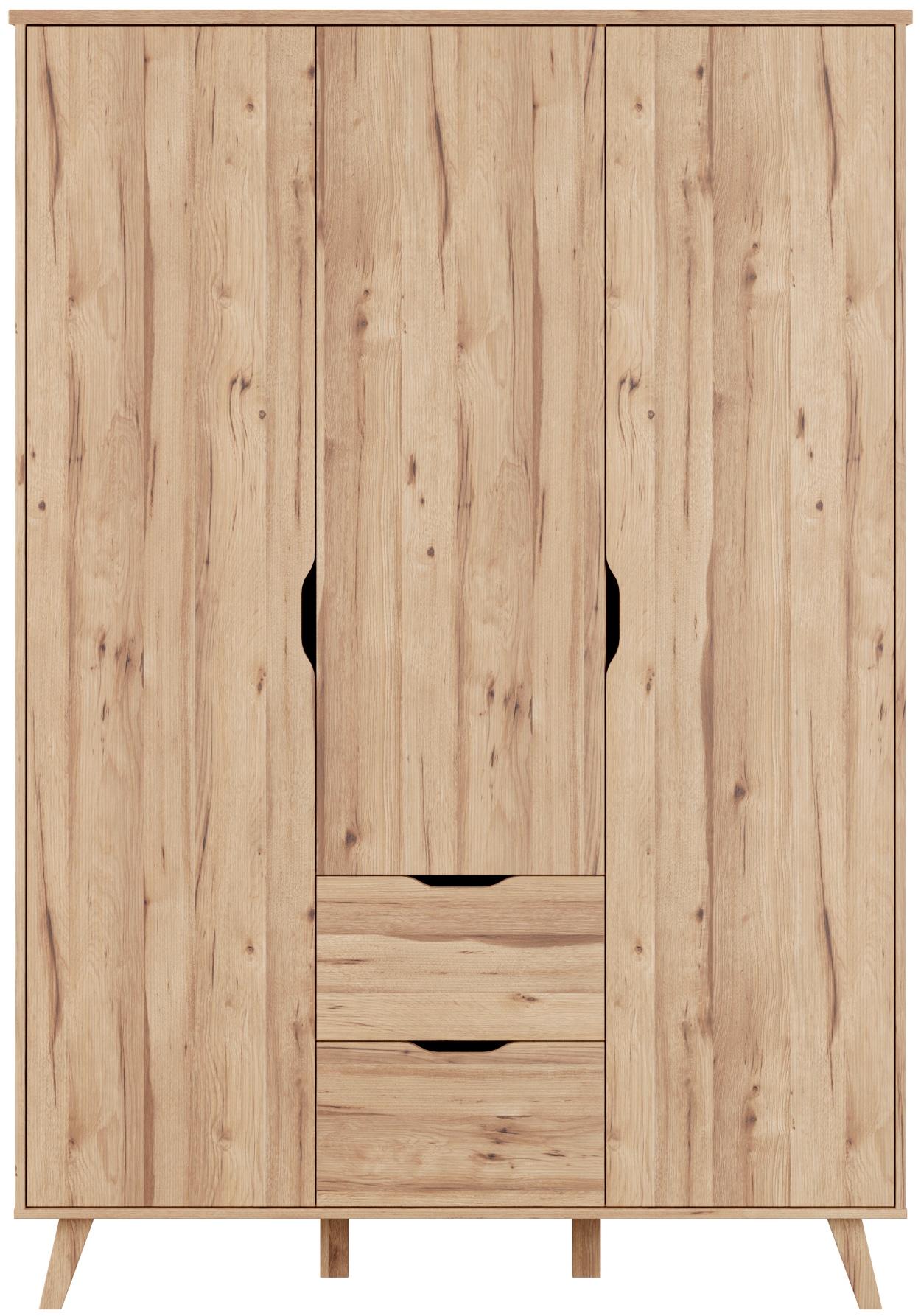 FORTE Drehtürenschrank »Vankka skandinavischer-Stil, viel Stauraum, ohne Griffe« B/H/T ca.140x200x52cm,  Made in Europe, mit Einlegeböden+Kleiderstange+Schubladen,grifflos
