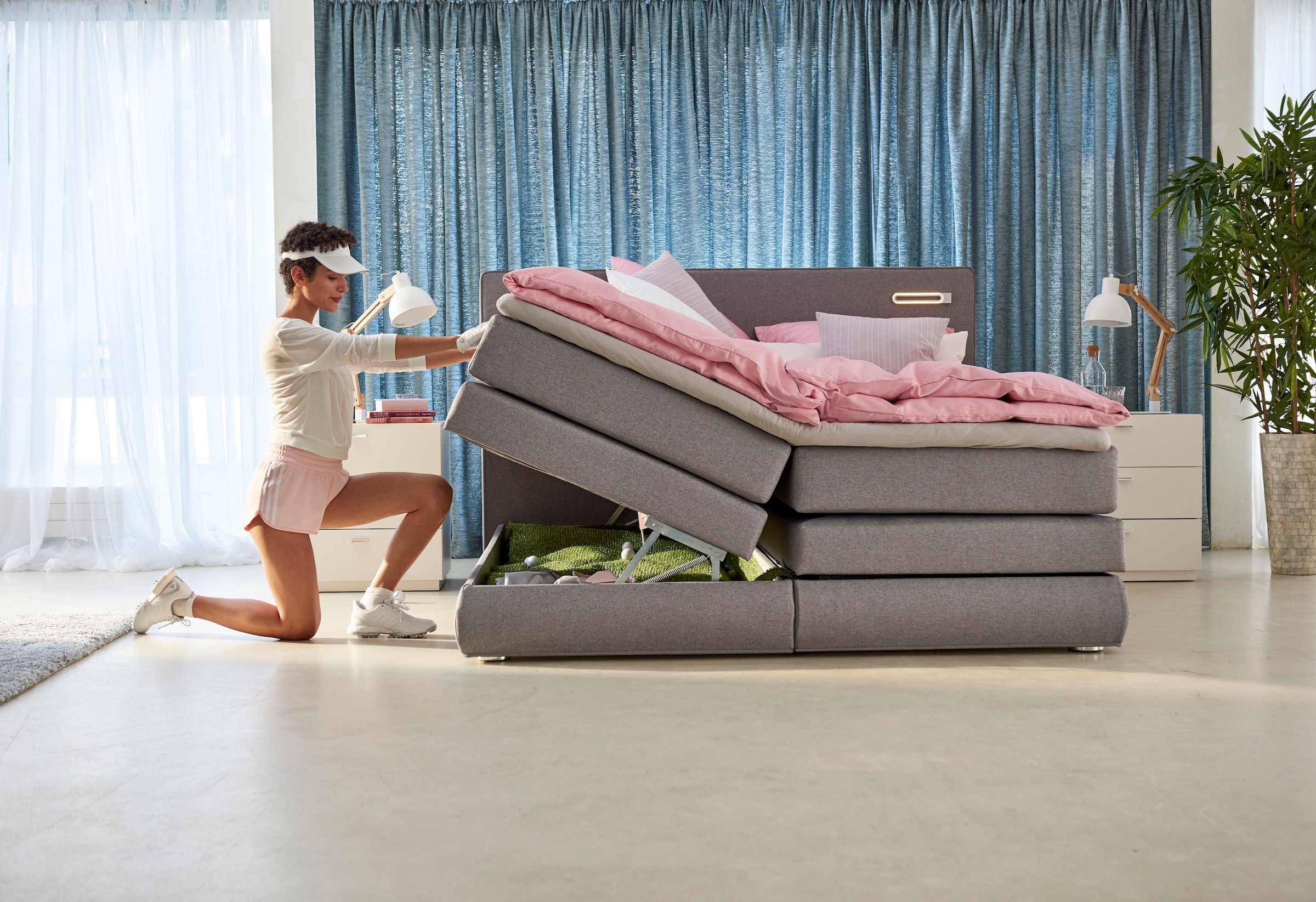 COLLECTION AB »NINONI, Stauraumbett mit Bettkasten & TTFK-Matratze« incl. coffre de lit, surmatelas et au choix avec éclairage LED
