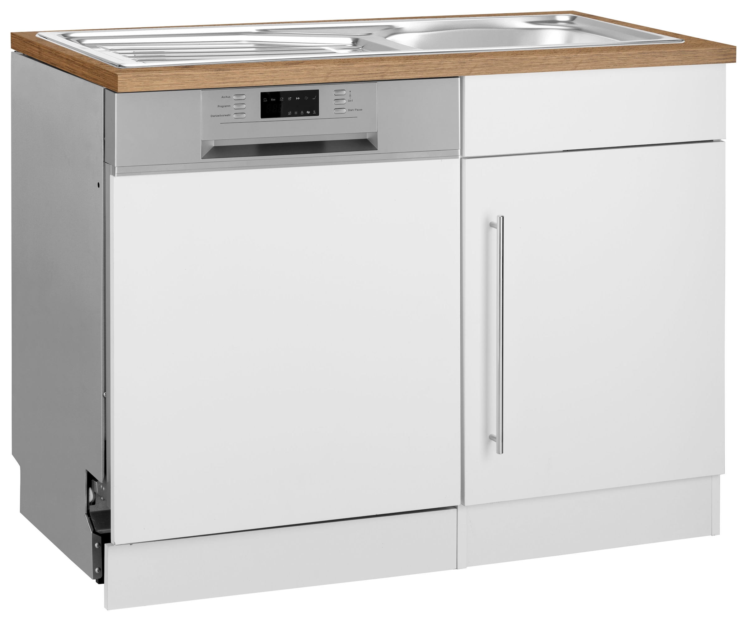 KOCHSTATION Meuble évier »KS-Samos« 110 cm de large, incluant porte/socle pour lave-vaisselle