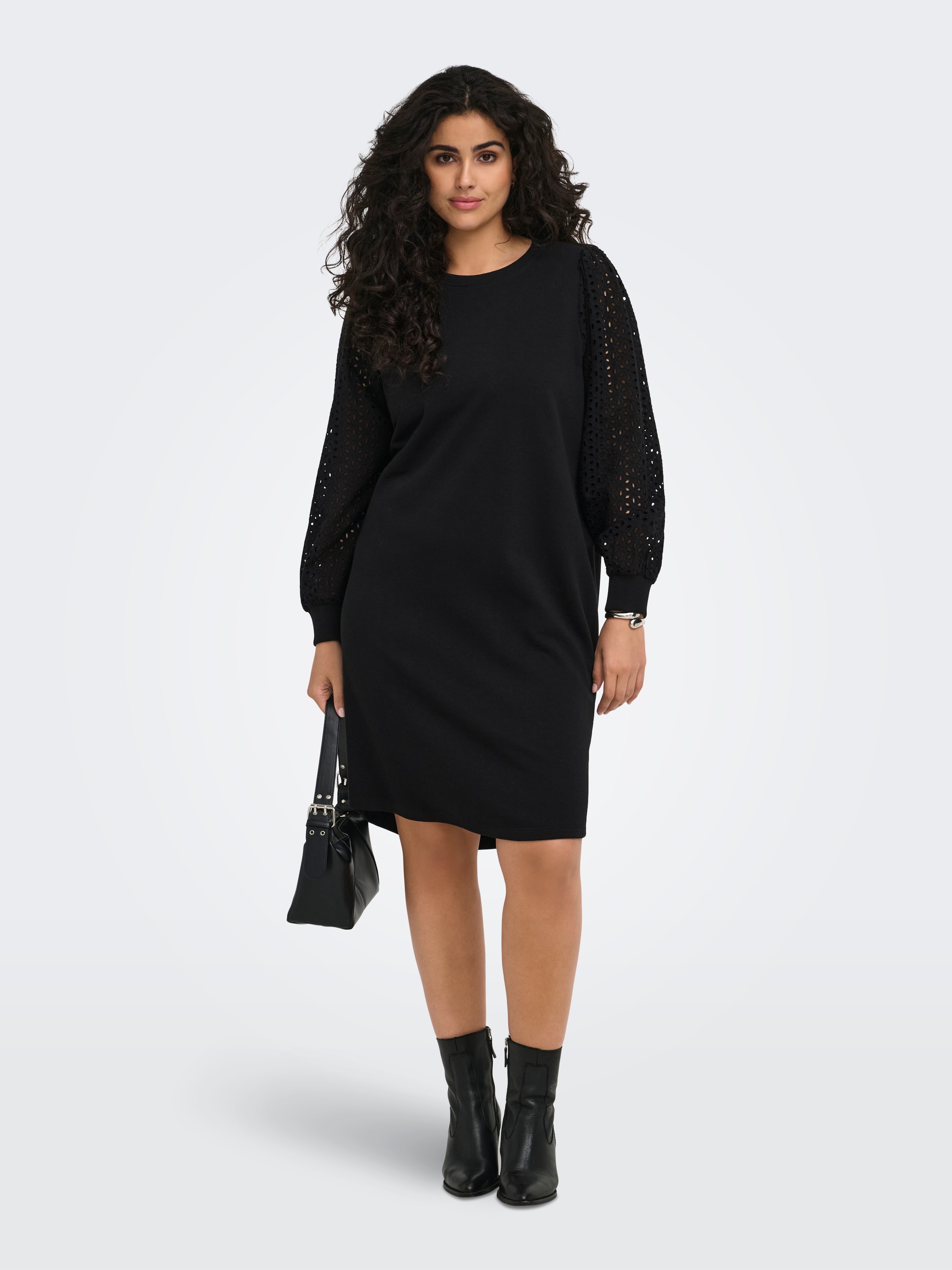 ONLY CARMAKOMA Robe midi »CARDONNA L/S MIX O-NECK MIDI DRESS JRS« mélange de coton