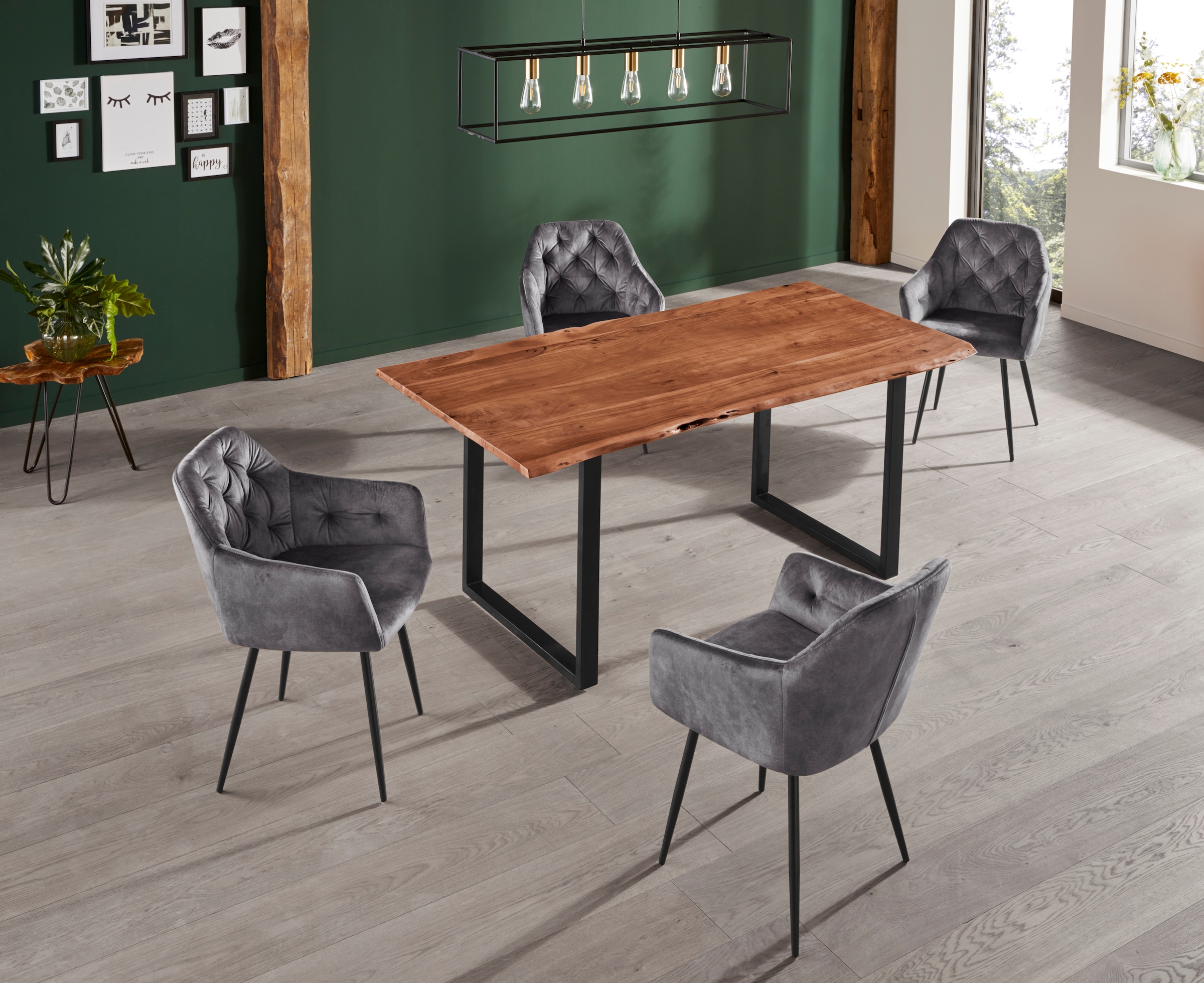 HELA Chaise de salle à manger »Kira Schalenstuhl Boho, Bestseller« (Set) 2 cuisArmlehnstuhl Samt oder Microfaser Bezug