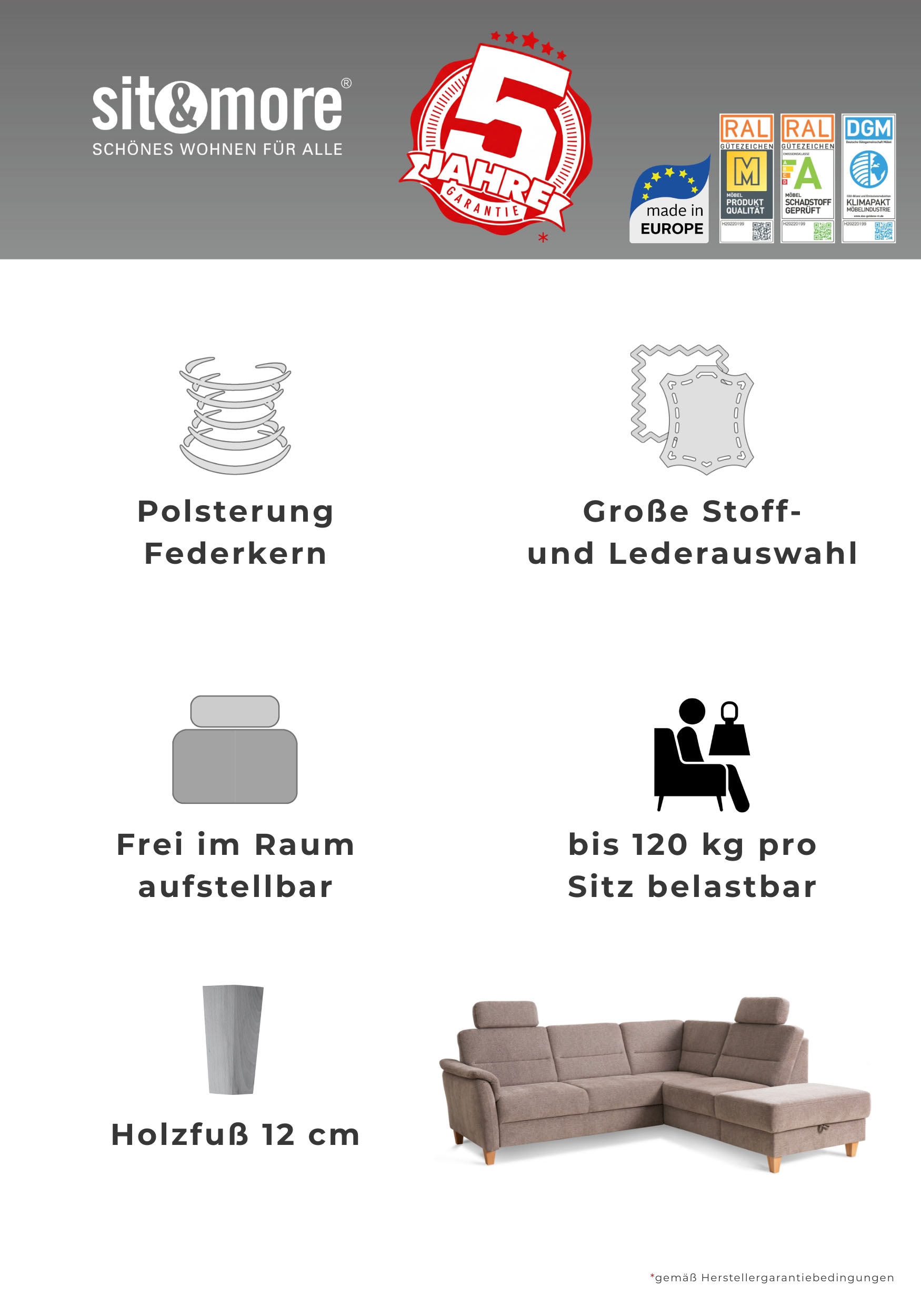 Home affaire Tabouret rembourré »Palmera, B: 58 cm« avec espace de rangement, ressort ensaché