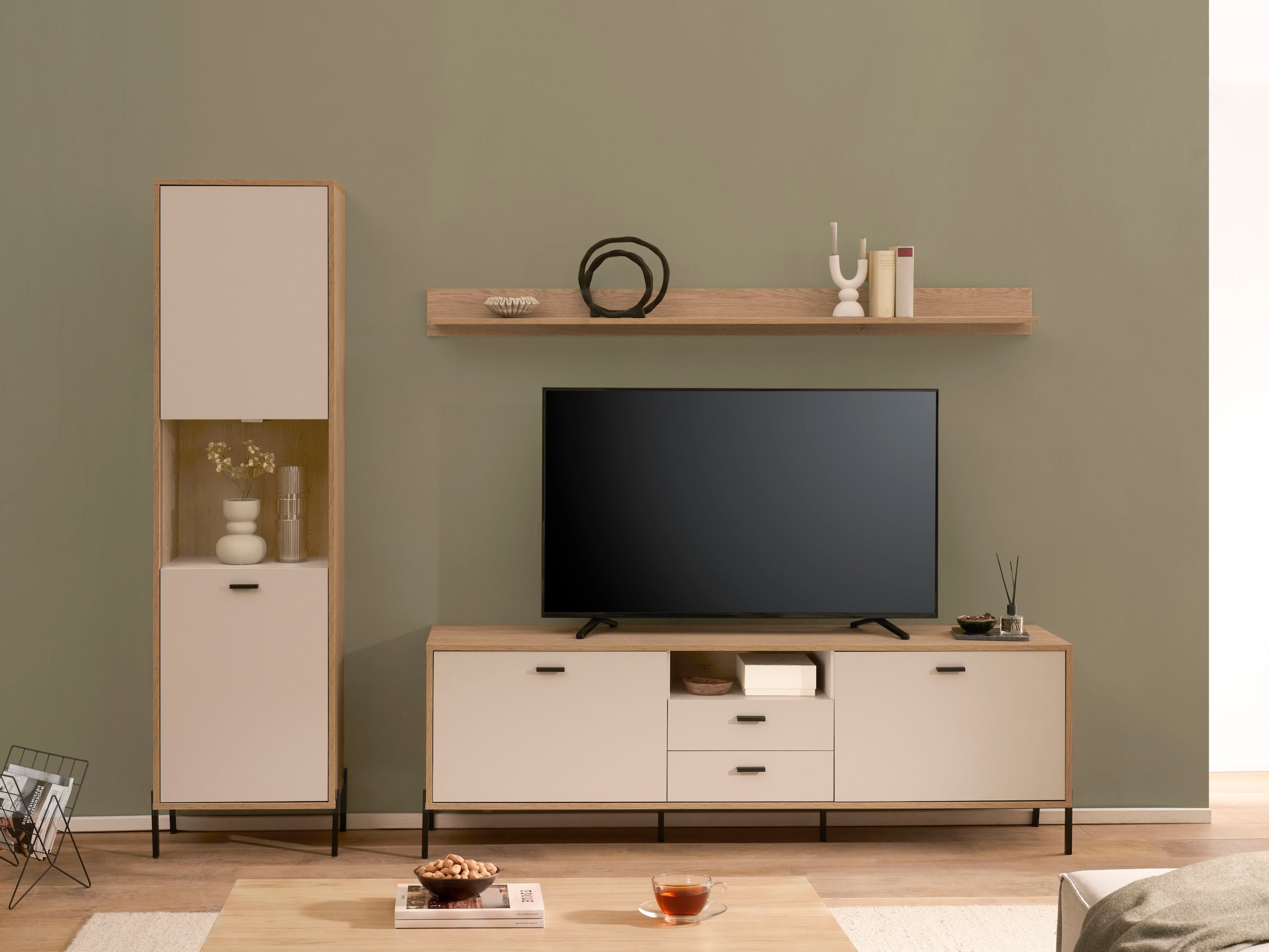Home affaire Meuble mural »Fredericia, moderne Anbauwand, Komplettset in Kaschmir« Ensemble, 3 cuis tlg.