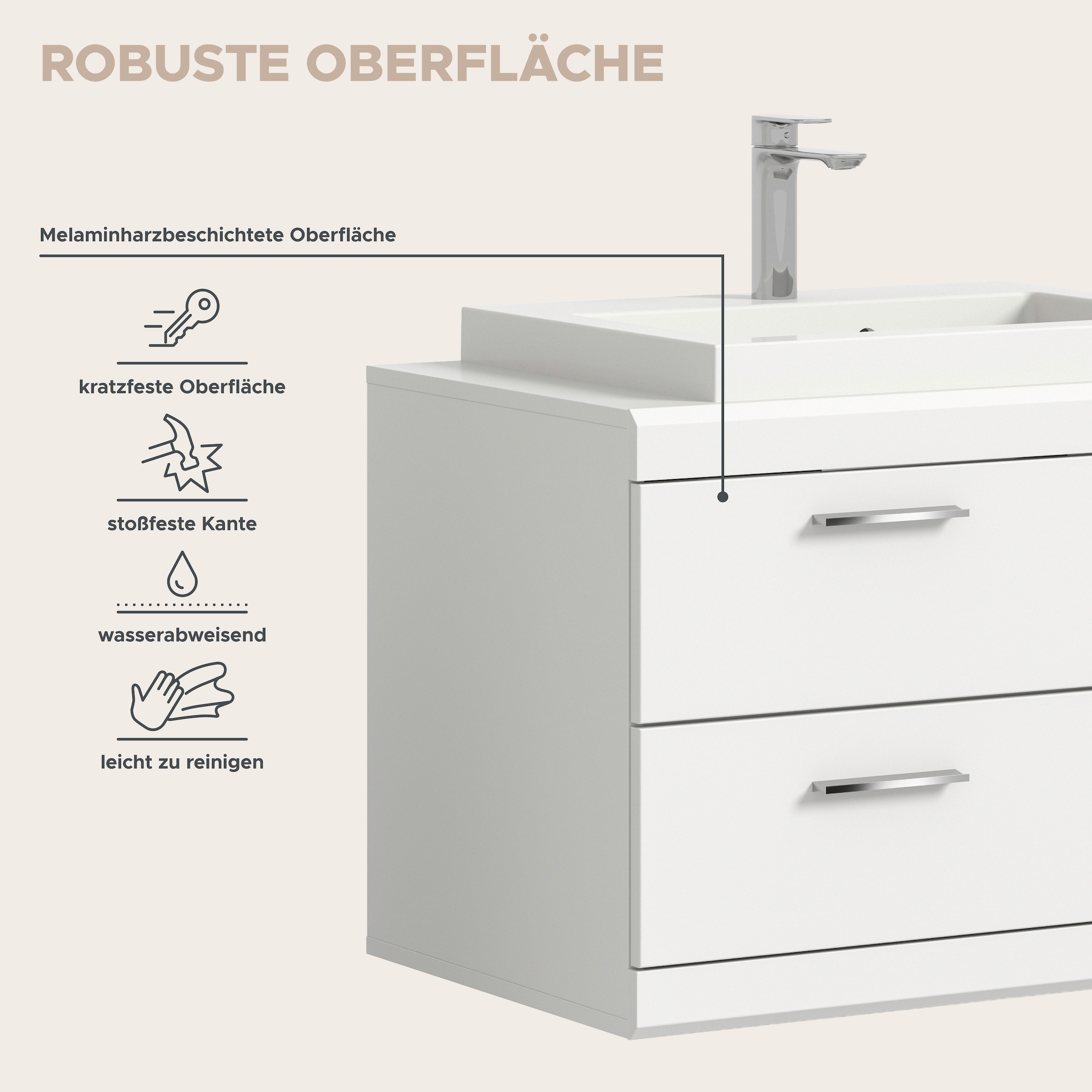 welltime Badmöbel-Set »SIENA, 3-teilig, Waschtisch inkl. Waschbecken, Spiegel- & Hochschrank«