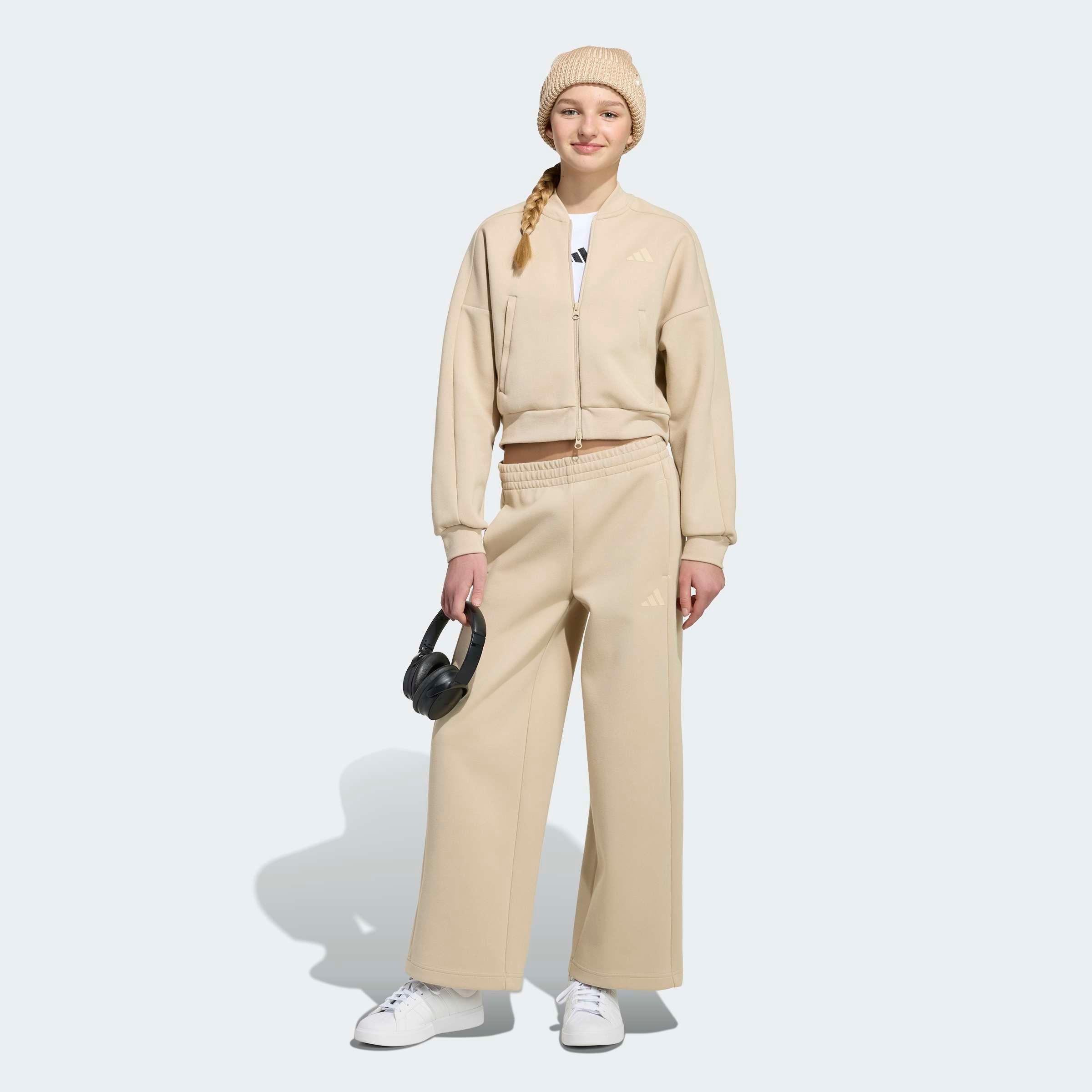 adidas Sportswear Pantalon de sport »FUTURE ICONS 3-STREIFEN MIT WEITEM BEIN«  pour enfants, en polyester et coton