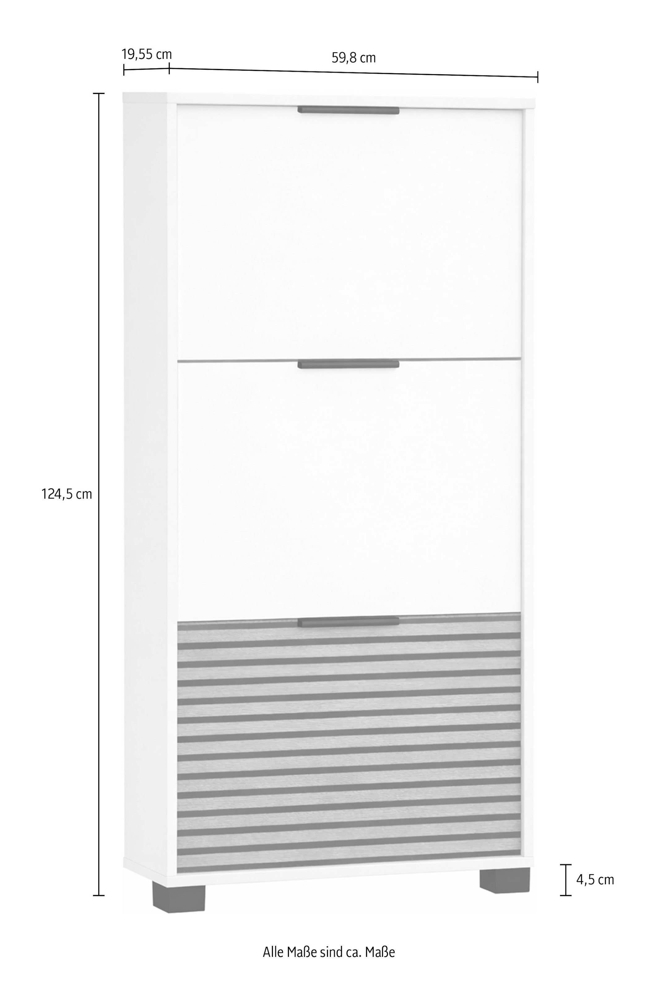 Schildmeyer Armoire à chaussures »LOFT, 3 Klappen, Breite 59,8 cm, akustik-optik, MADE IN GERMANY« 1 cuis tlg. un rabat avec aspect plaques acoustiques, FABRIQUÉ EN ALLEMAGNE