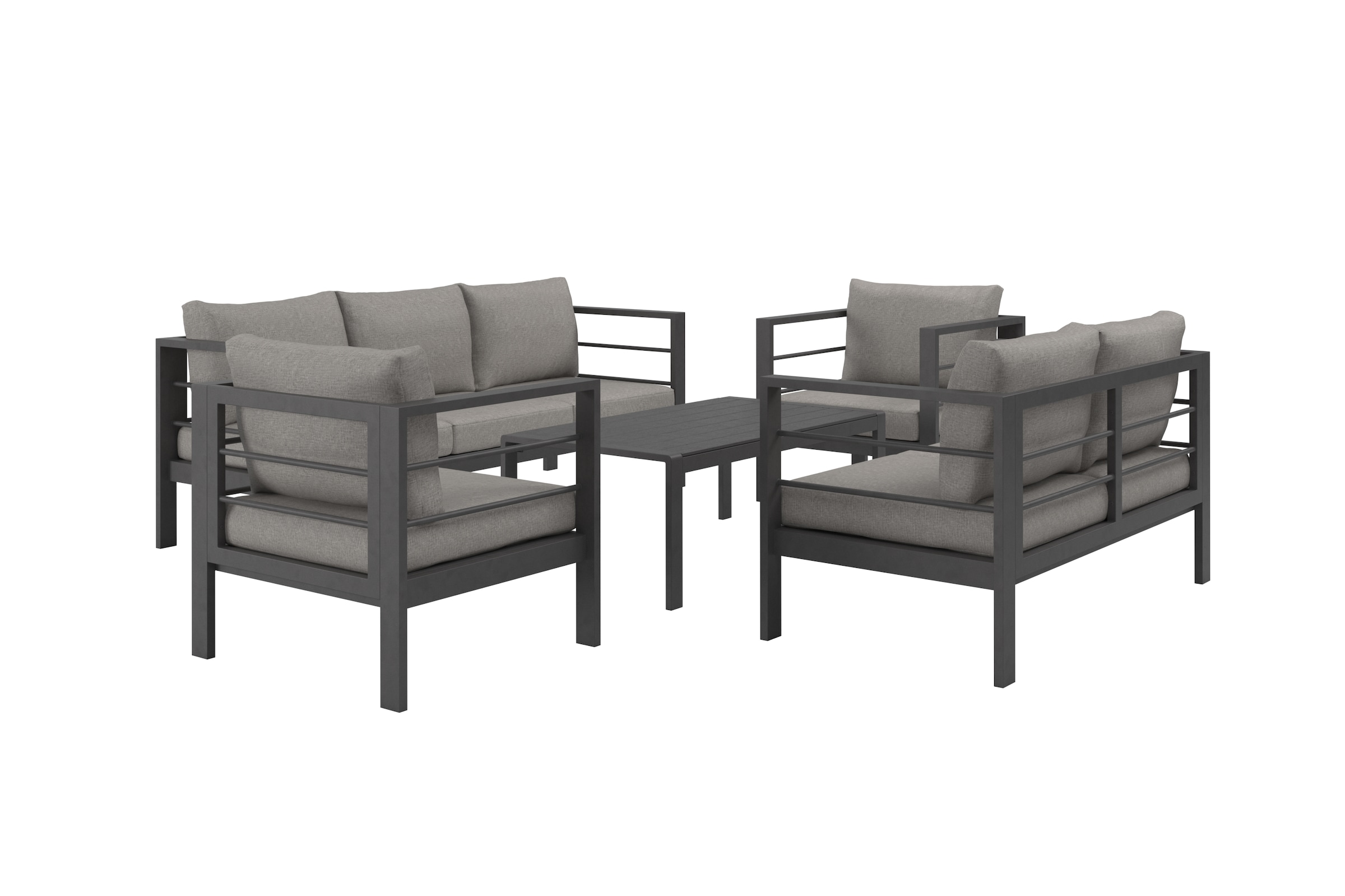 KONIFERA Gartenlounge-Set »»New Jersey«« Set, 1x 3er Sofa, 1x 2er Sofa,  2 Sessel, Tisch 62x110x41 cm, 19 Stk. tlg. inkl. Auflagen, Tischplatte aus Nonwood