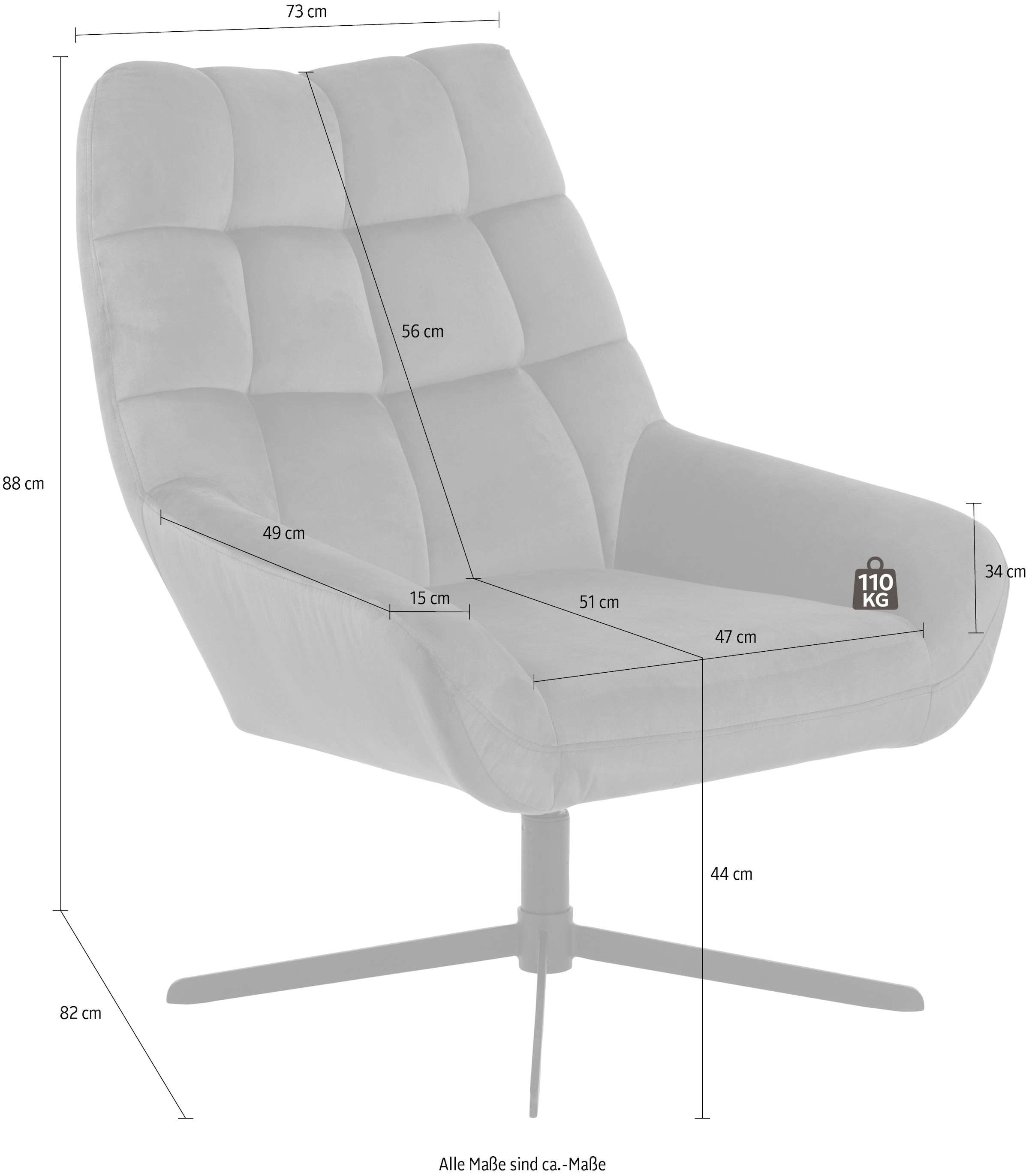 ACTONA GROUP Fauteuil pivotant »Potsdam« 1, 1 cuis tlg. fonction pivotante et coutures carrées, avec pieds en métal noir