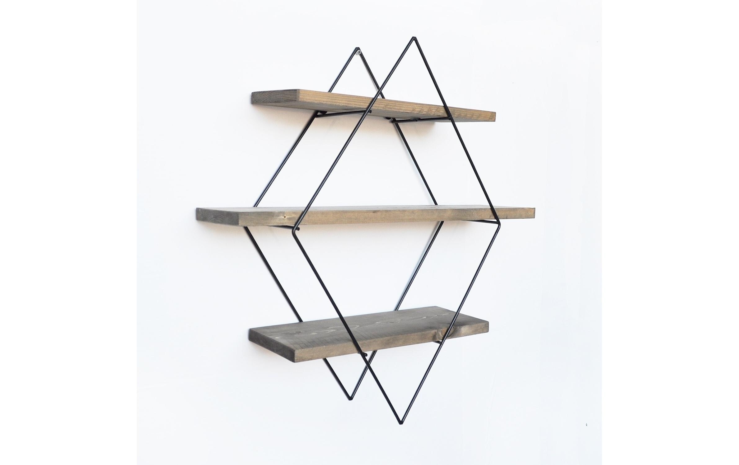 WOODY FASHION Wandregal »WR007 60 x 60 x 14 cm, Schwarz/Walnuss«