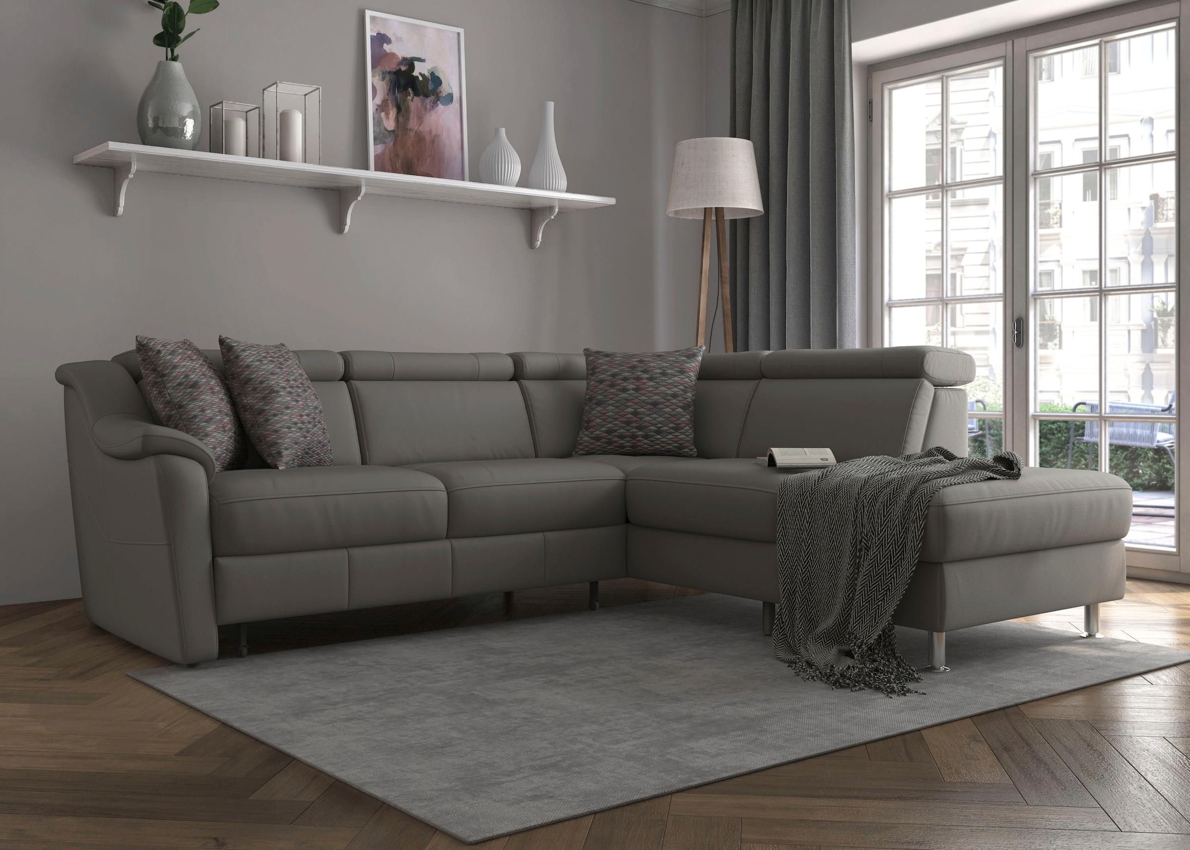 sit&more Canapé d'angle »Freetown L-Form« inklusive Kopfteilverstellung und komfortablem Federkern