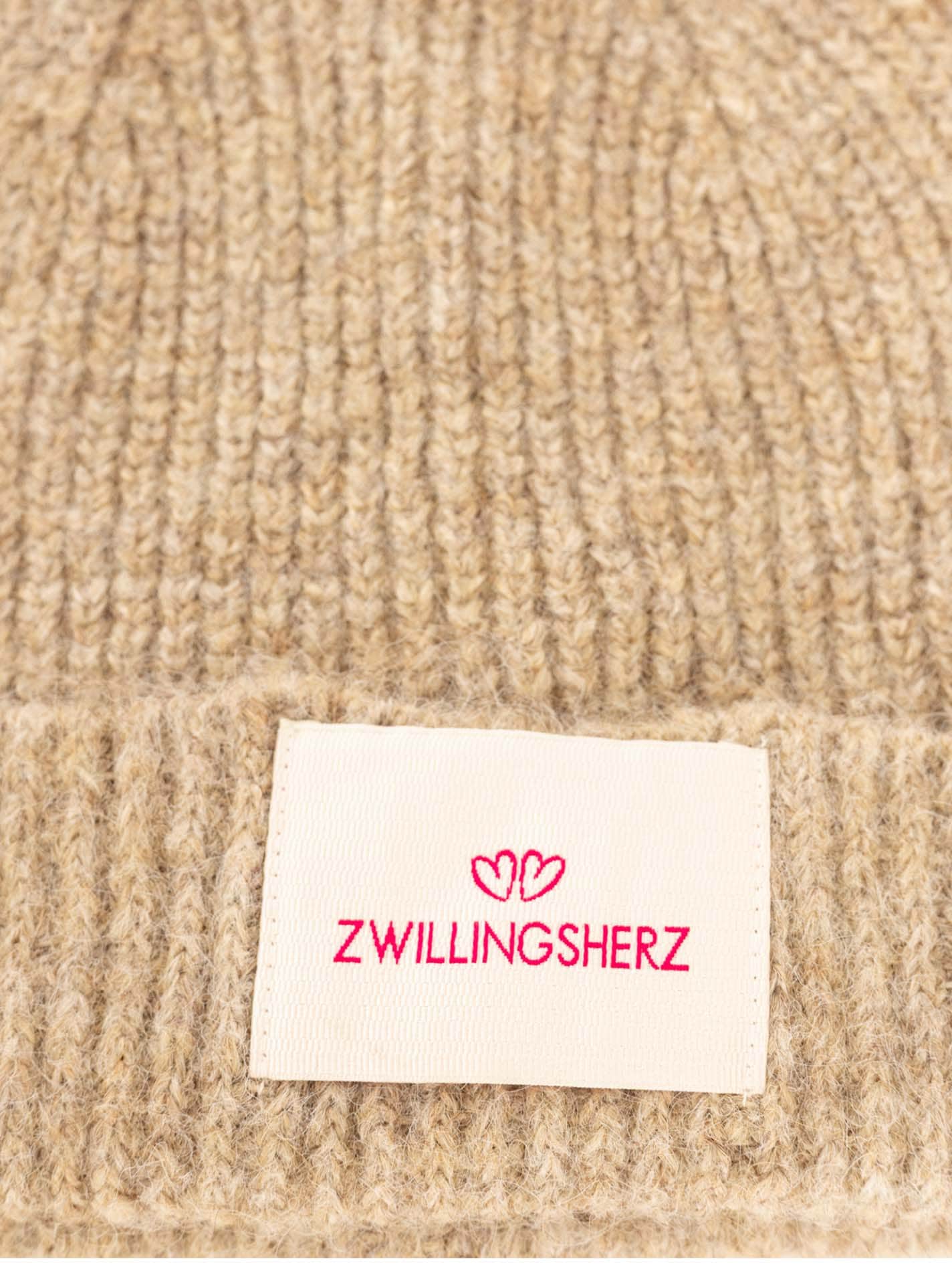 Zwillingsherz Strickmütze »"Zwillingsherz Patch"« gerippt,  mit Wolle und Umschlag, mit Patch