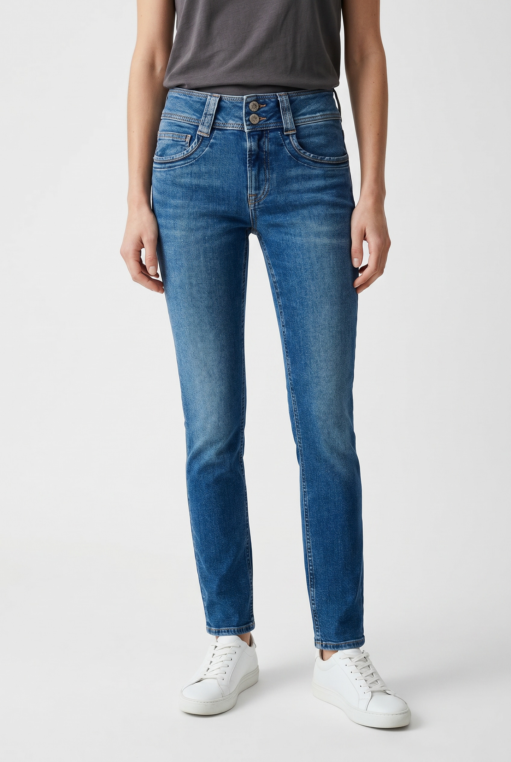 Pepe Jeans Straight-Jeans »SLIM JEANS MW GEN« mit doppeltem Knopfverschluss