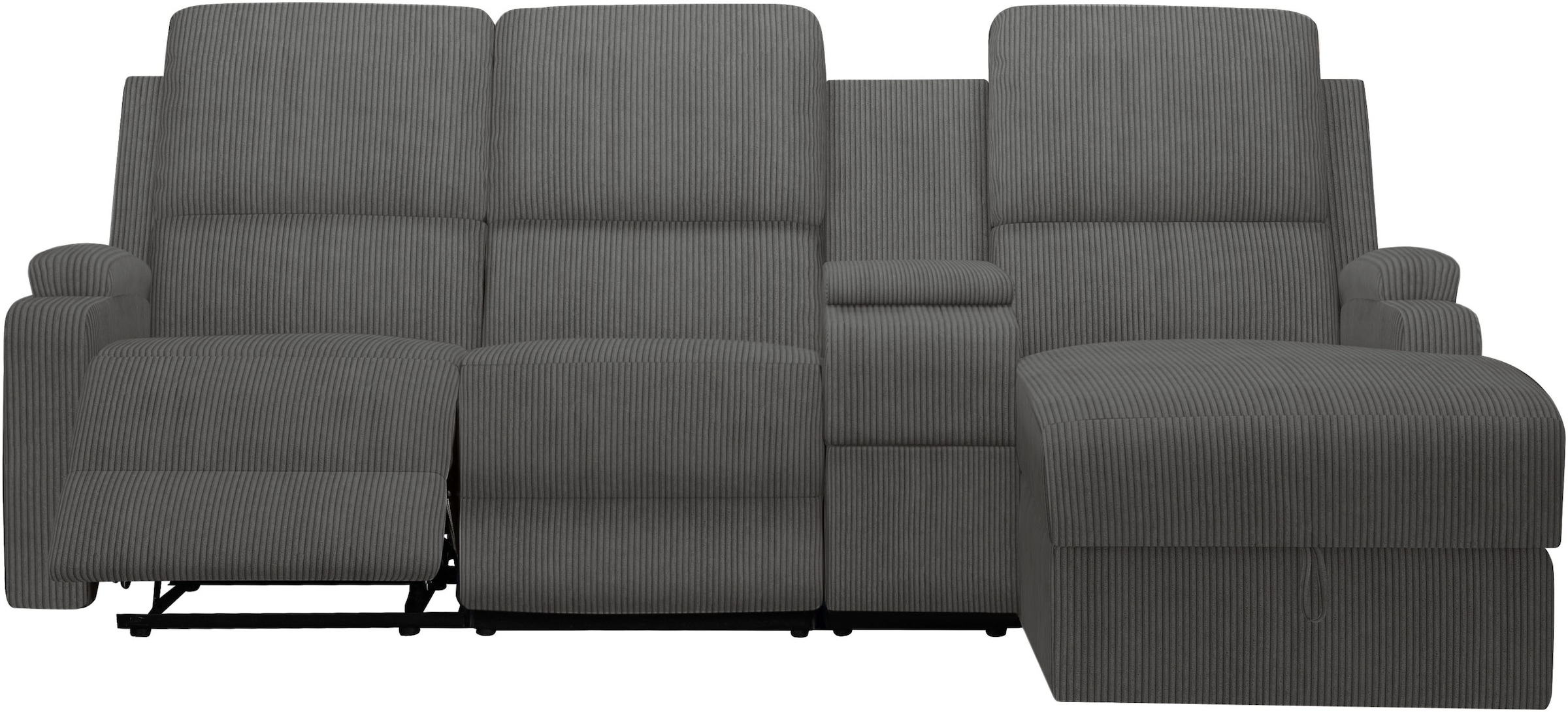 GOODproduct Ecksofa »NAPORI Multimediasofa, 3er Kinosessel XXL, L-Form, Cord« Kinosofa mit Relaxfunktion, Getränkehalter, Staufach und Staukasten