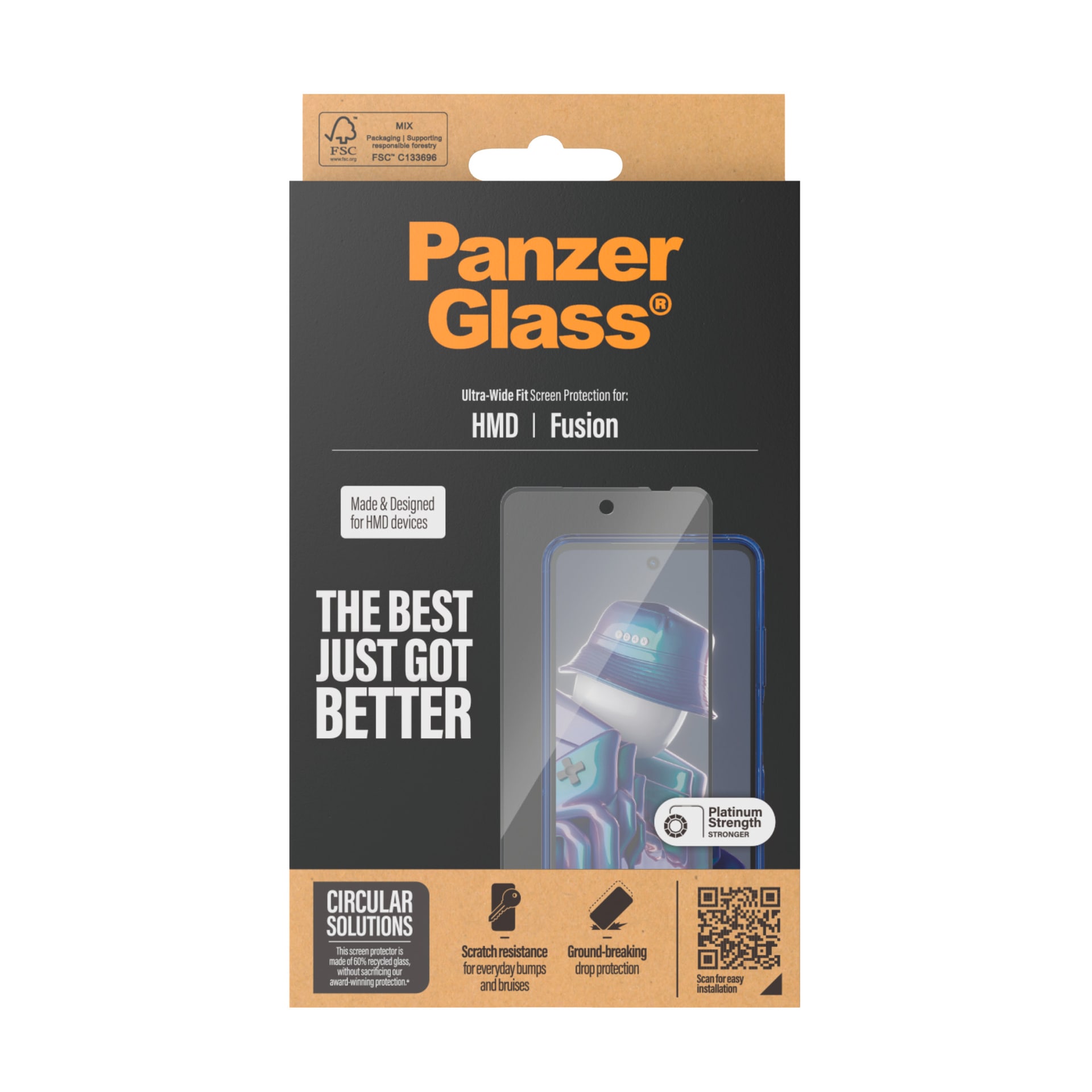 CARE by PanzerGlass Displayschutzglas »Ultra-Wide Fit Screen Protection« für HMD Fusion Displayschutzfolie, Schutzfolie, Bildschirmschutz, kratz- & stossfest