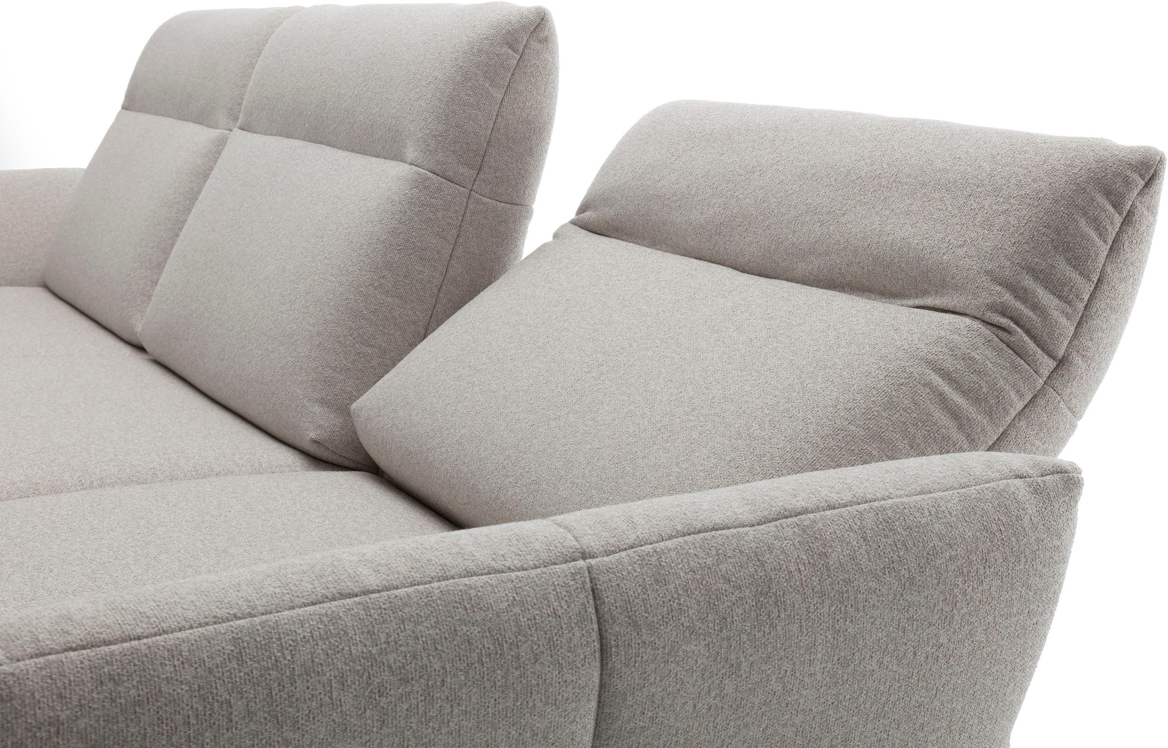 Creation BY ROLF BENZ Canapé d'angle »CR.460 Designsofa, verstellbare Rückenlehne, hochwertig & bequem« socle en noyer, pieds d'angle en gris ombre, largeur 298 cm