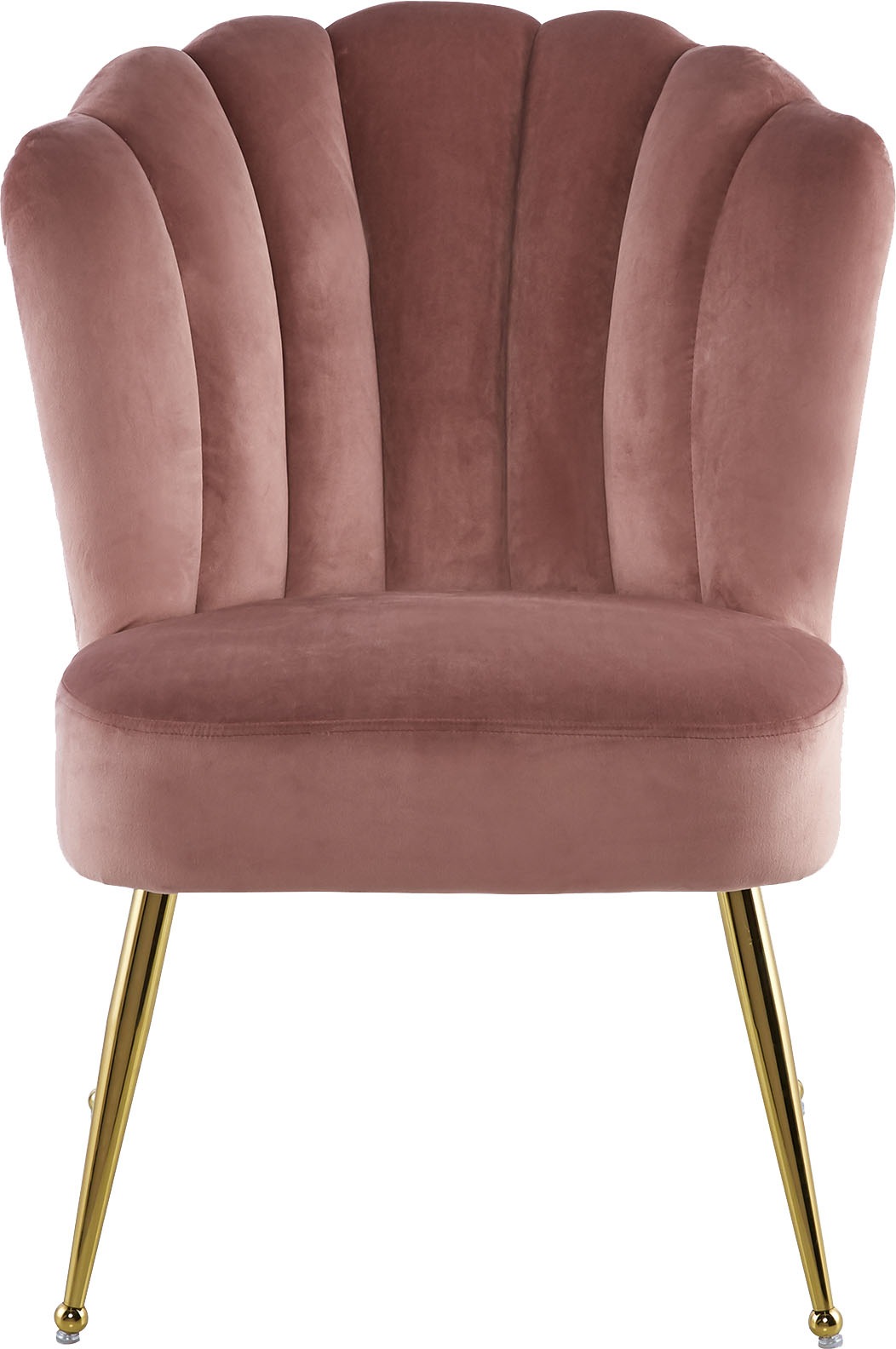 Kayoom Polsterstuhl »Stuhl Lalie 125, Rückenlehne im Retro-Stil, ausgefallene Rückenlehne« () 1 Stk.Rückenlehne in Muschel-Design, Samtbezug, goldene Metallbeine