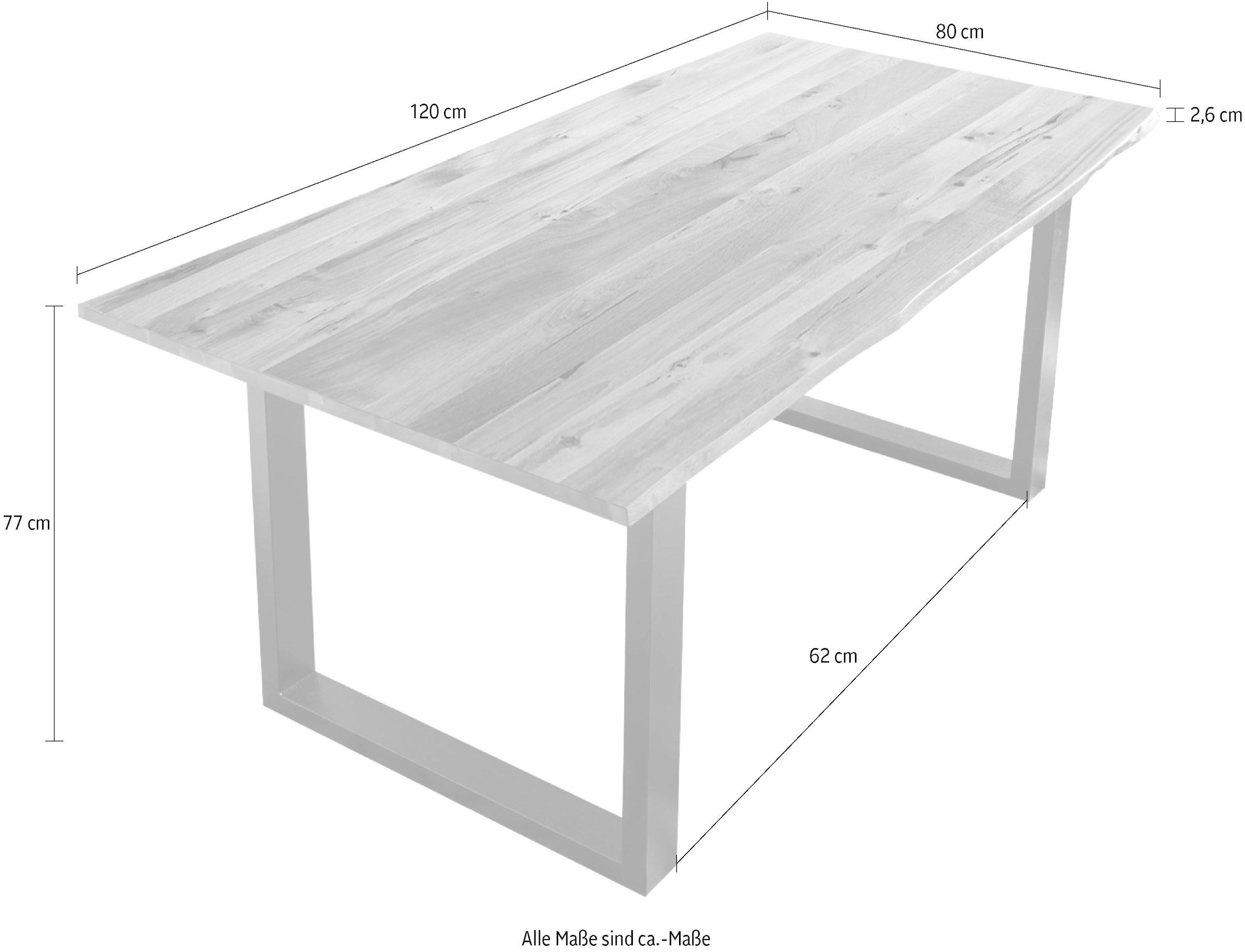 SalesFever Table en bord d'arbre »Villach Esstisch mit natürlicher Ausstrahlung« grain visible et nœuds, table à manger en bois massif