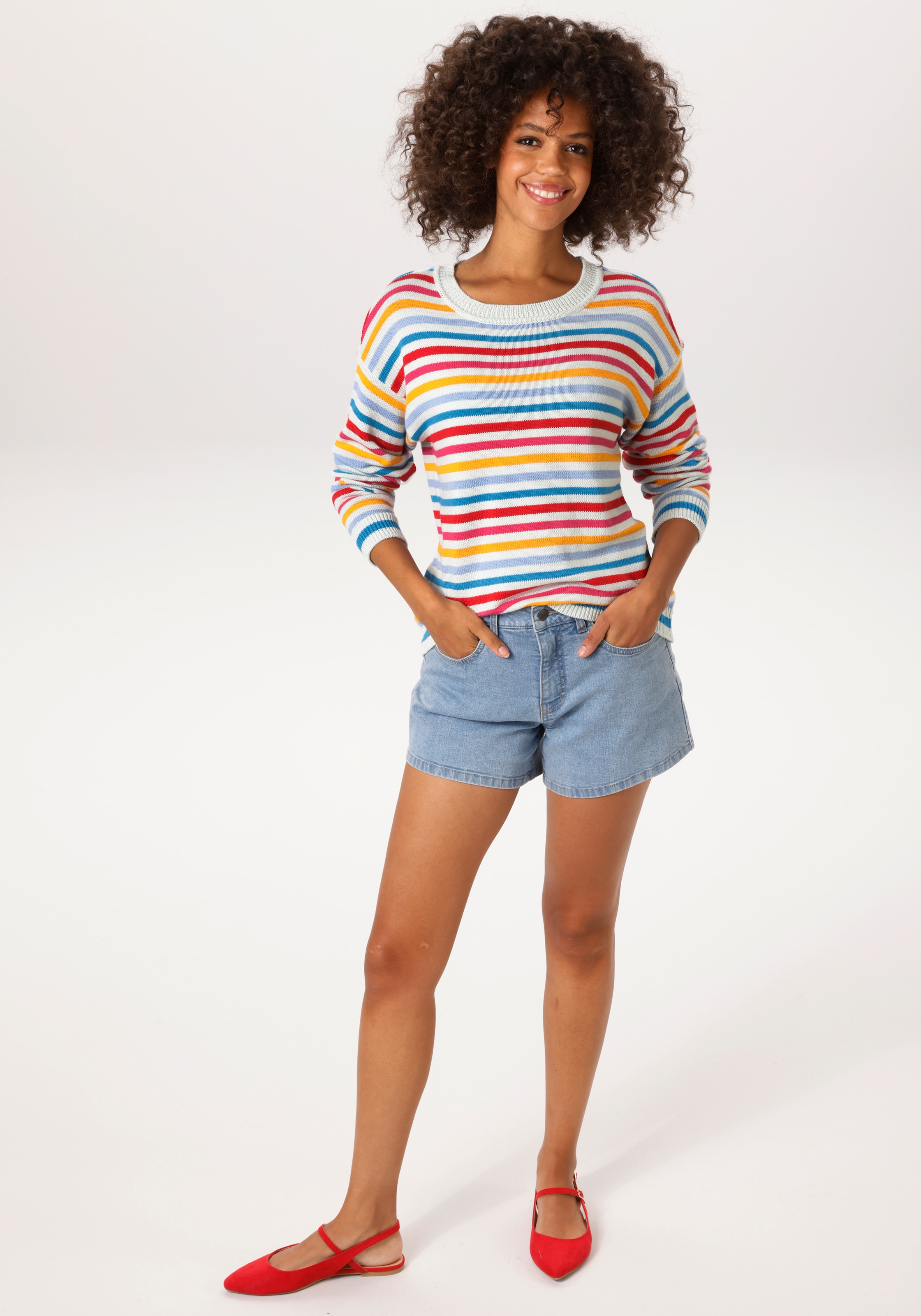 Aniston CASUAL Strickpullover mit farbenfrohen Ringeln - NEUE KOLLEKTION