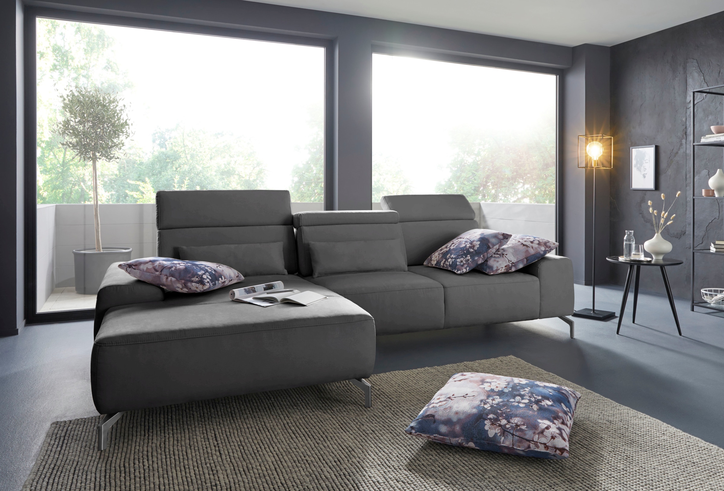 sit&more Canapé d'angle »Gizeh L-Form« Fusshöhe 15 cm, inklusive Sitztiefenverstellung und Kopfteilverstellung